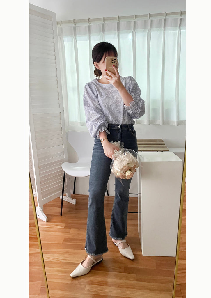 Flair Onni 全彈性洗水深藍高腰微喇叭褲, JEANS/ PT8399