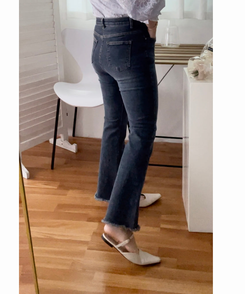 Flair Onni 全彈性洗水深藍高腰微喇叭褲, JEANS/ PT8399