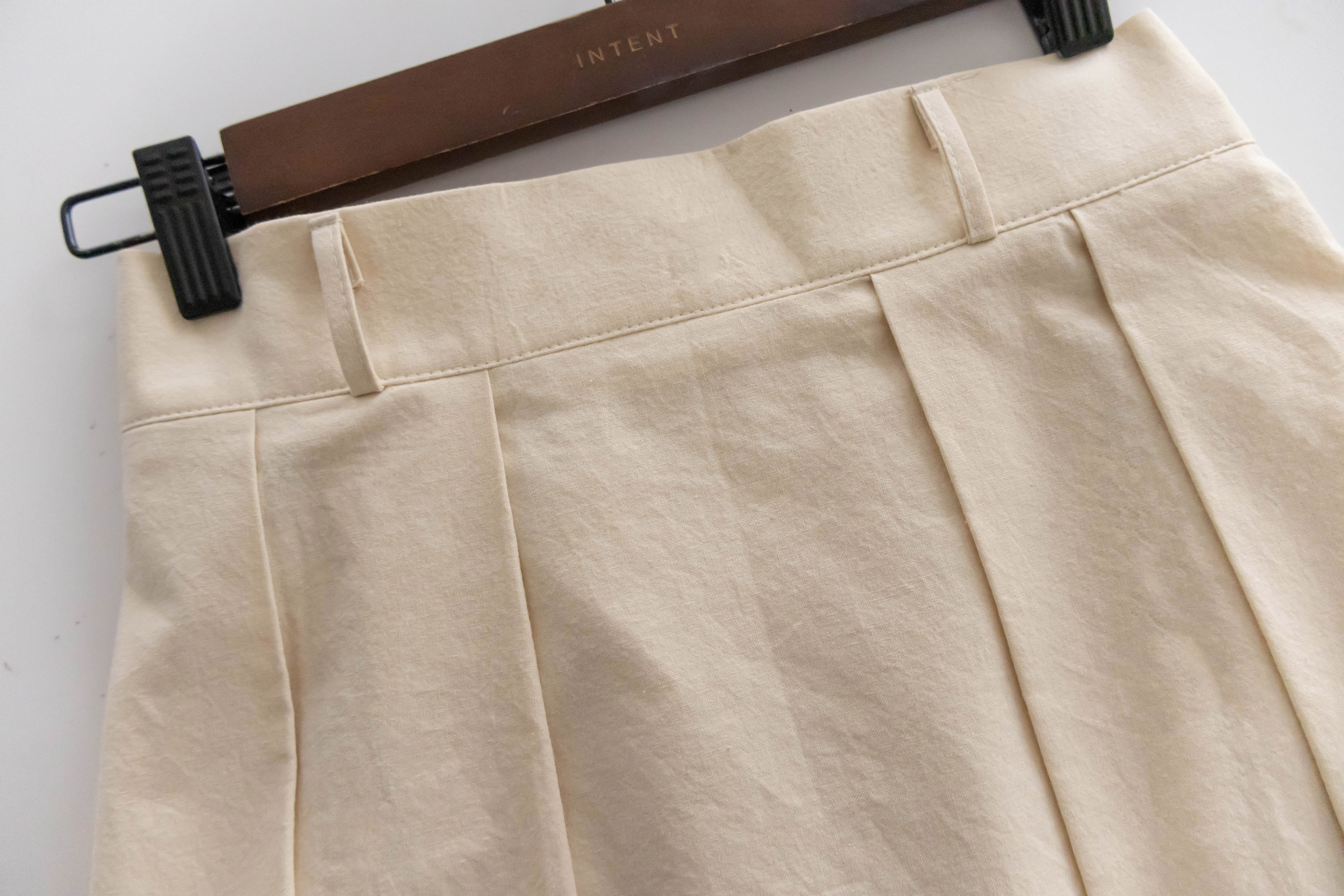Beige Pleated 杏色腰帶後橡筋百褶修身A字裙, Skirt/ SK8723
