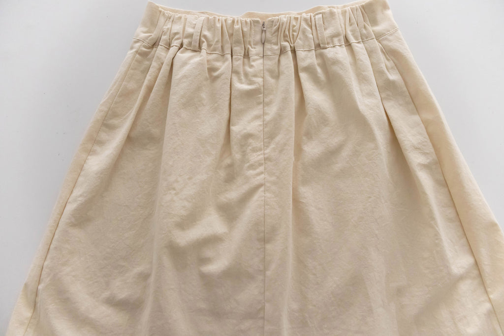 Beige Pleated 杏色腰帶後橡筋百褶修身A字裙, Skirt/ SK8723