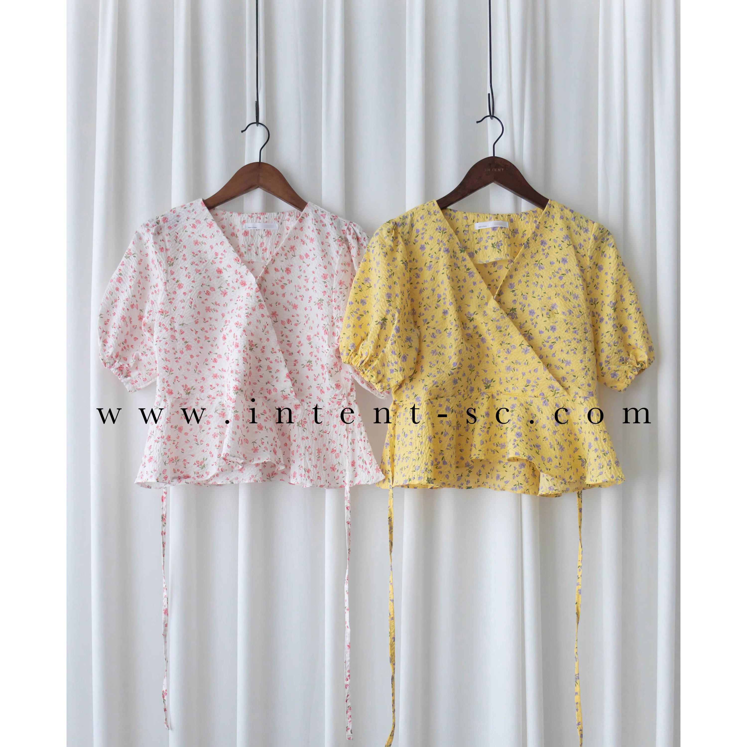 Cherry Sakura 浪漫櫻花點點疊領修腰, Blouse/ BU8958