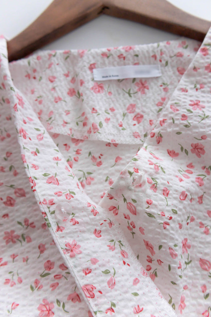 Cherry Sakura 浪漫櫻花點點疊領修腰, Blouse/ BU8958