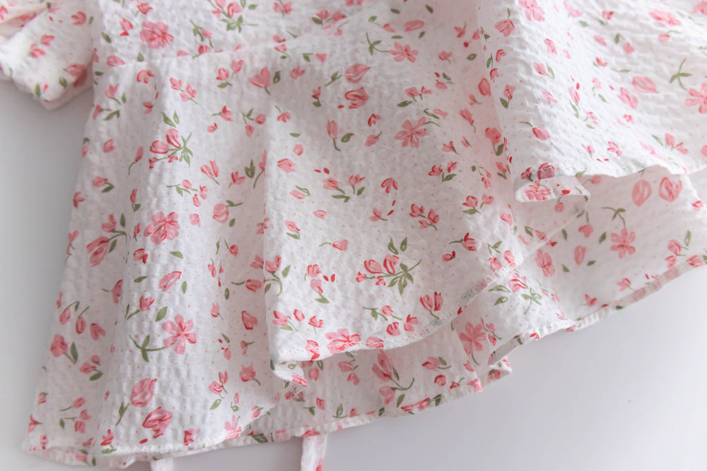 Cherry Sakura 浪漫櫻花點點疊領修腰, Blouse/ BU8958