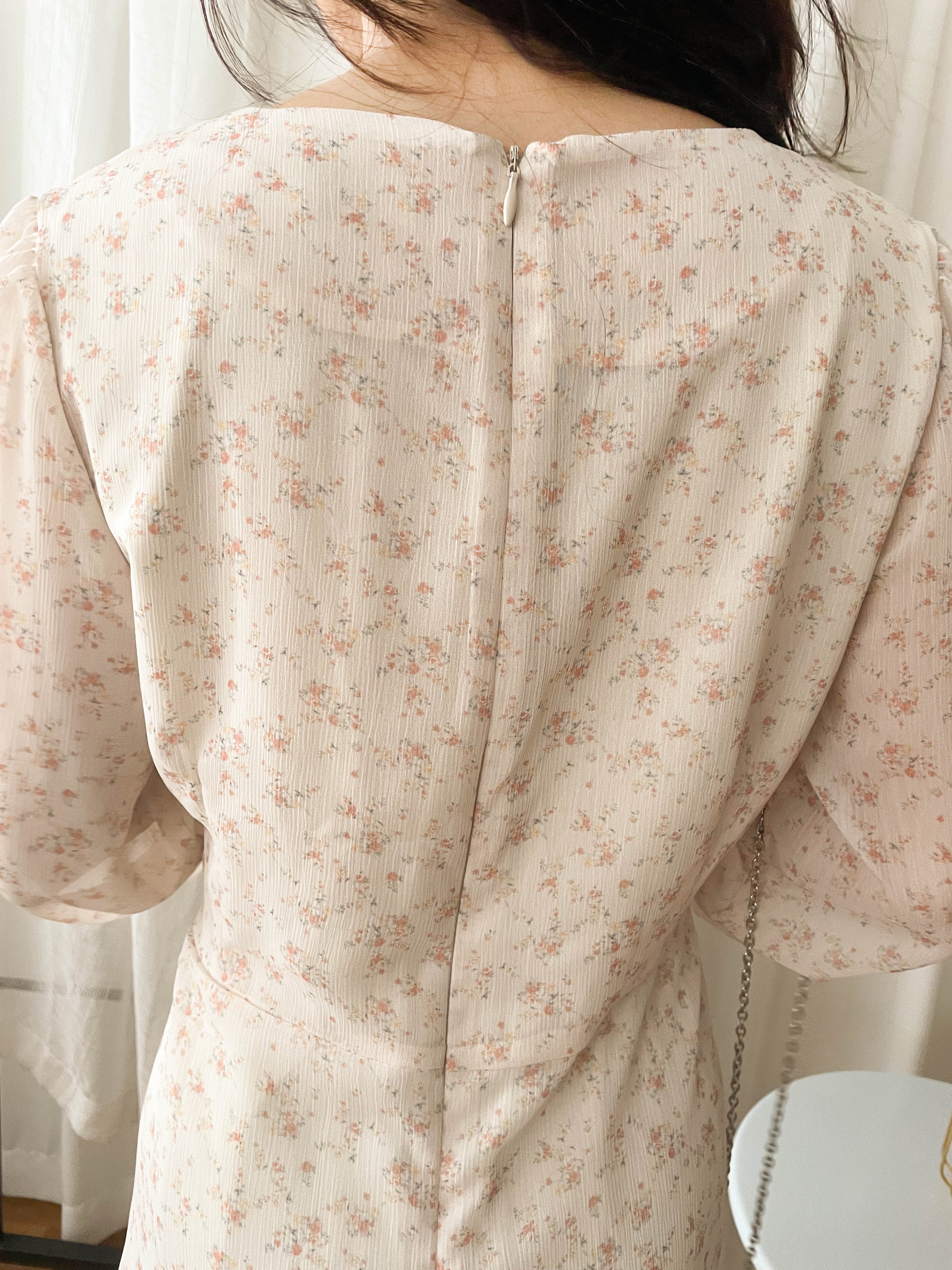 Garden Floral 輕盈方領雪紡碎花飄逸連身裙, Dress/ DS9349