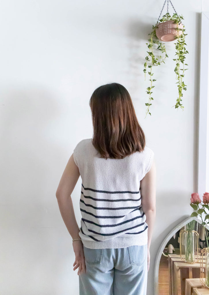 Weave 棉棉擁抱織線彈性條紋舒適小袖, Top/ TP8883