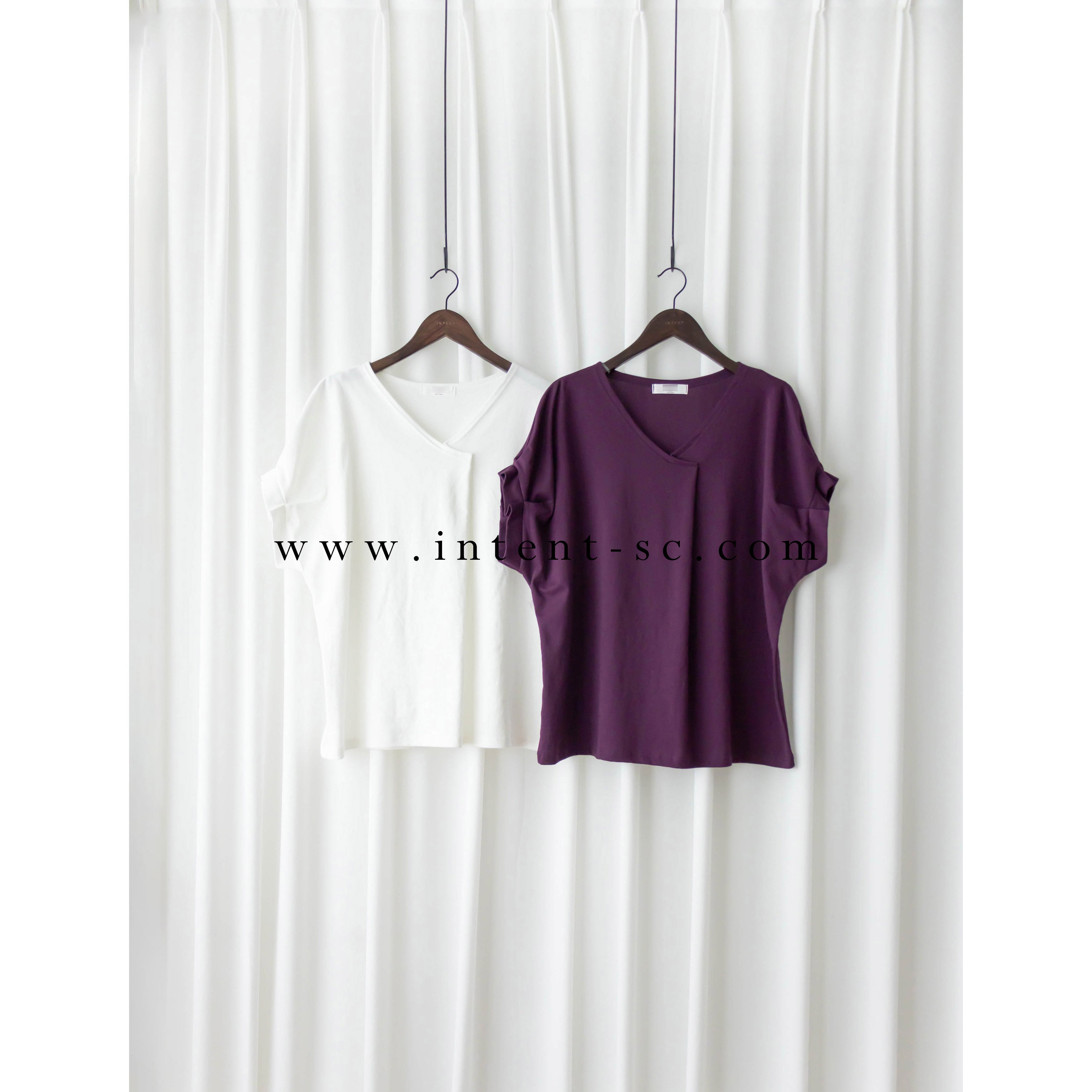 Pin Sleeve 棉質交疊V領花花袖上衣, Top/ BU8960 (white sold out)