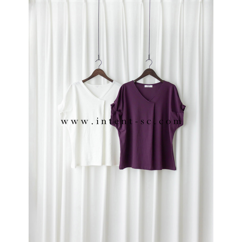 Pin Sleeve 棉質交疊V領花花袖上衣, Top/ BU8960 (white sold out)