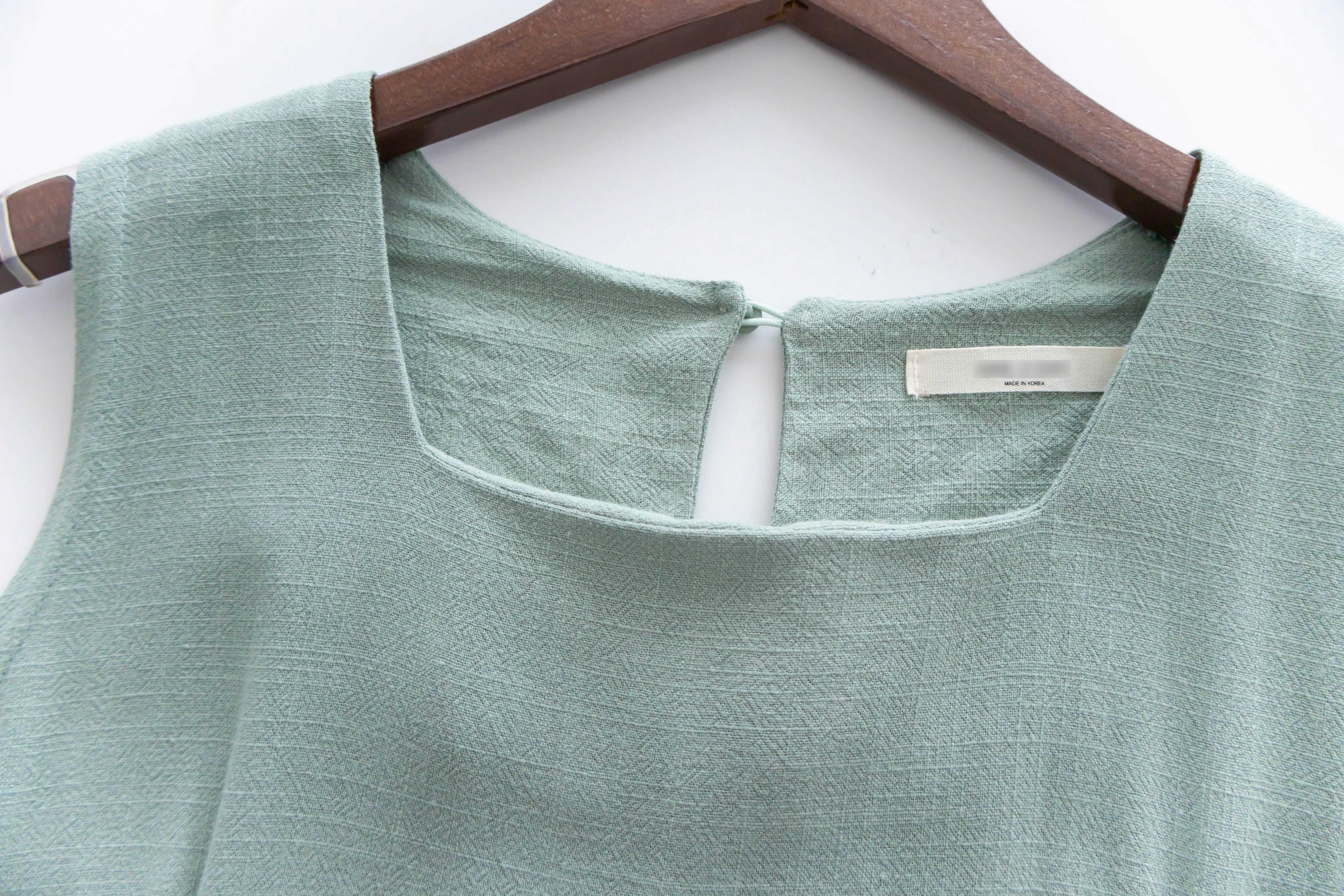 Square Collar 棉麻文青仙氣淺方領修腰, Dress/ DS9301 (湖水綠 MediumAquamarine sold out)