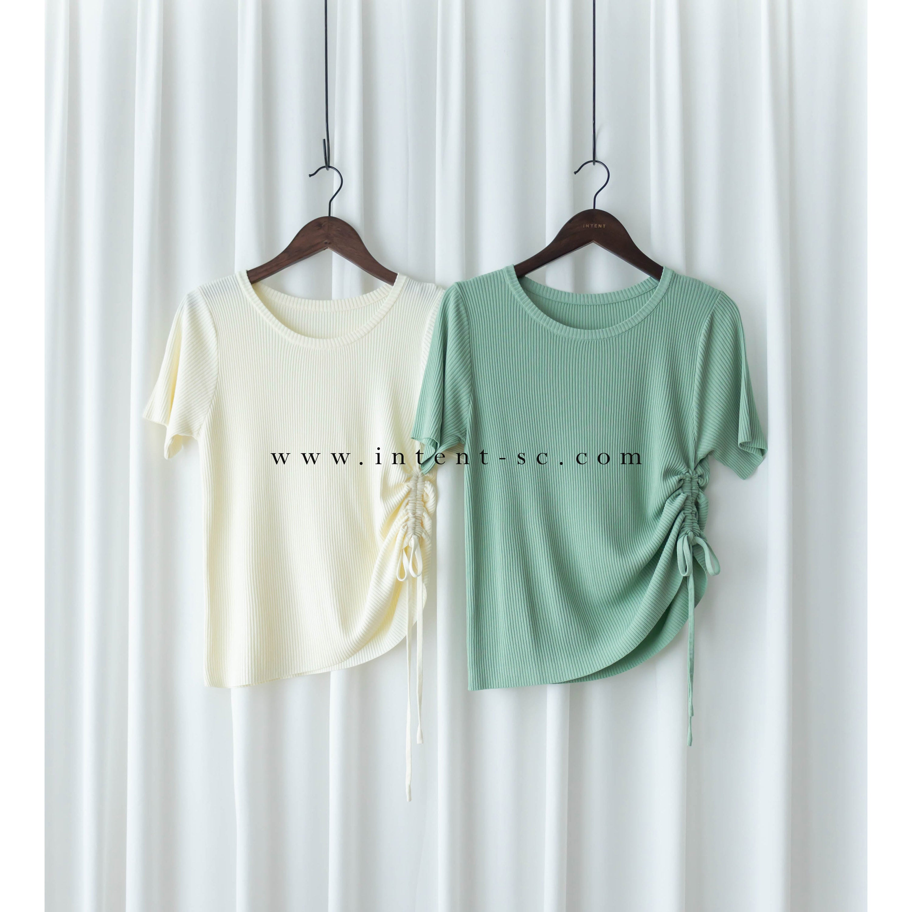 Asymmetric 舒適冰絲織紋側束帶衣尾, Top/ TP8888 (ivory sold out)
