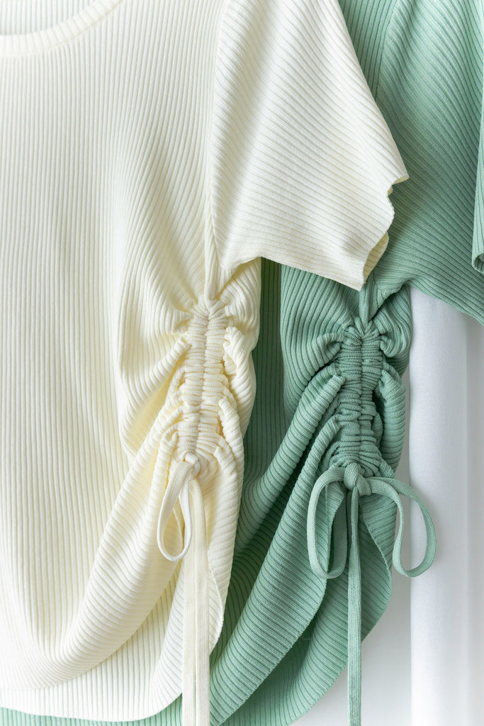 Asymmetric 舒適冰絲織紋側束帶衣尾, Top/ TP8888 (ivory sold out)