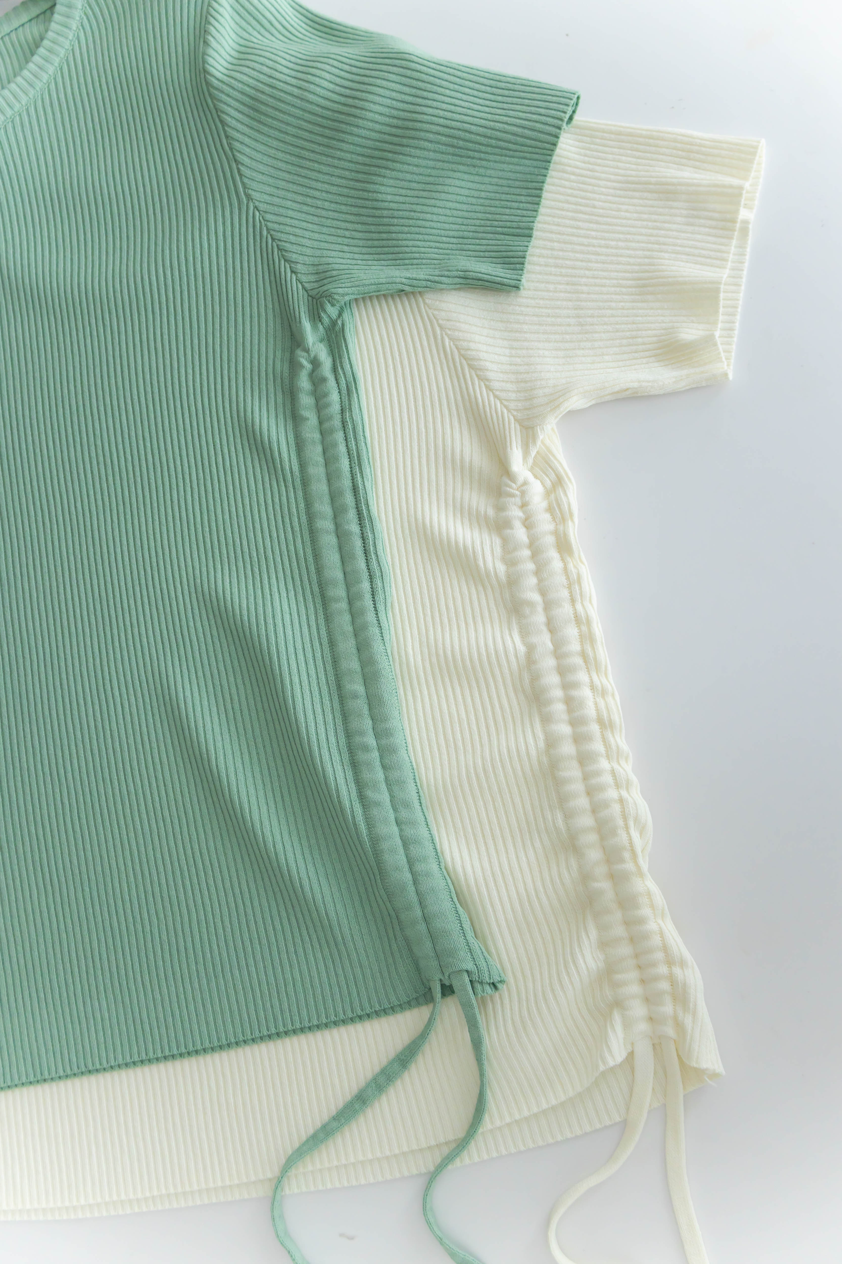 Asymmetric 舒適冰絲織紋側束帶衣尾, Top/ TP8888 (ivory sold out)
