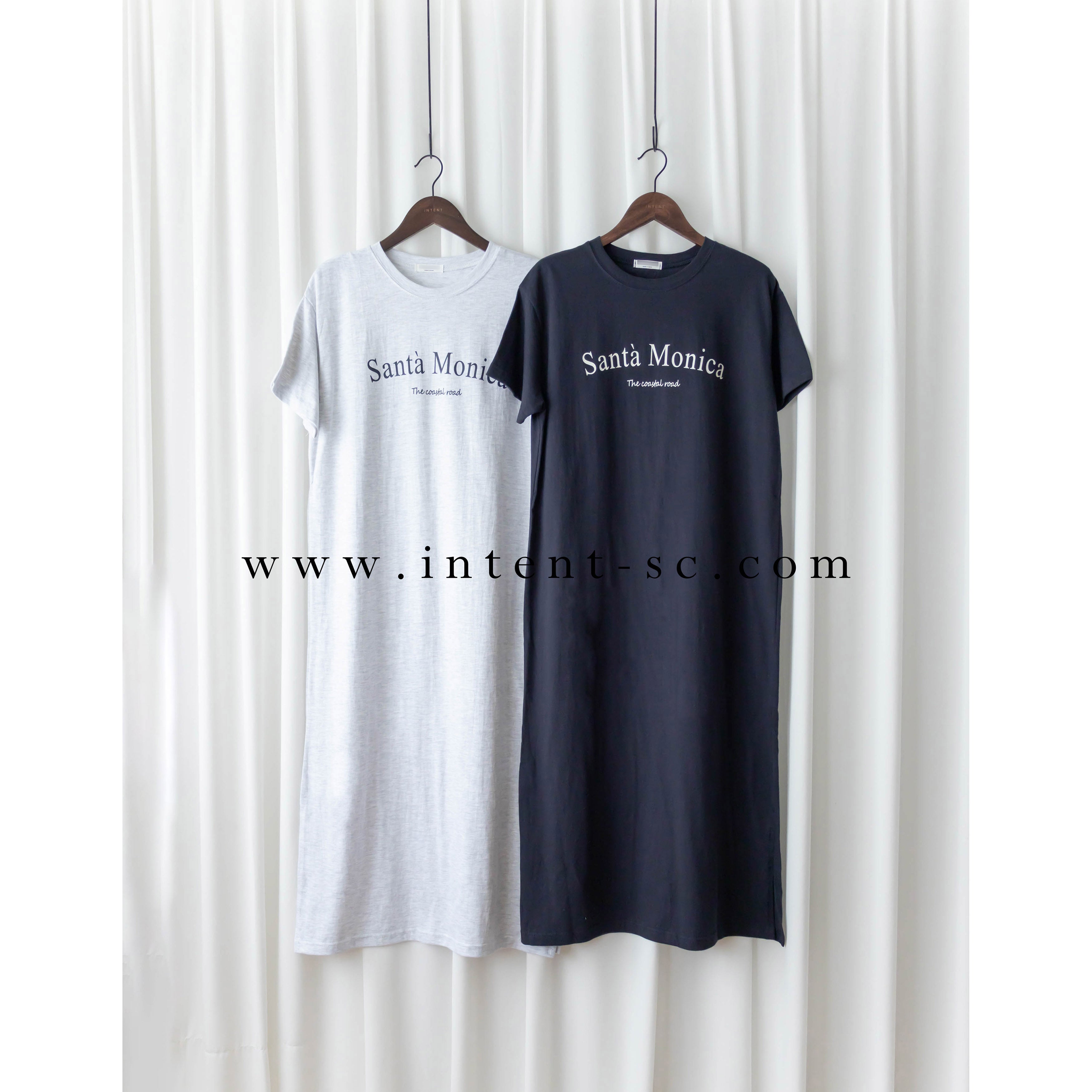 Monica Tee 簡約棉質文字寬鬆開叉長裙, Dress/ DS9307