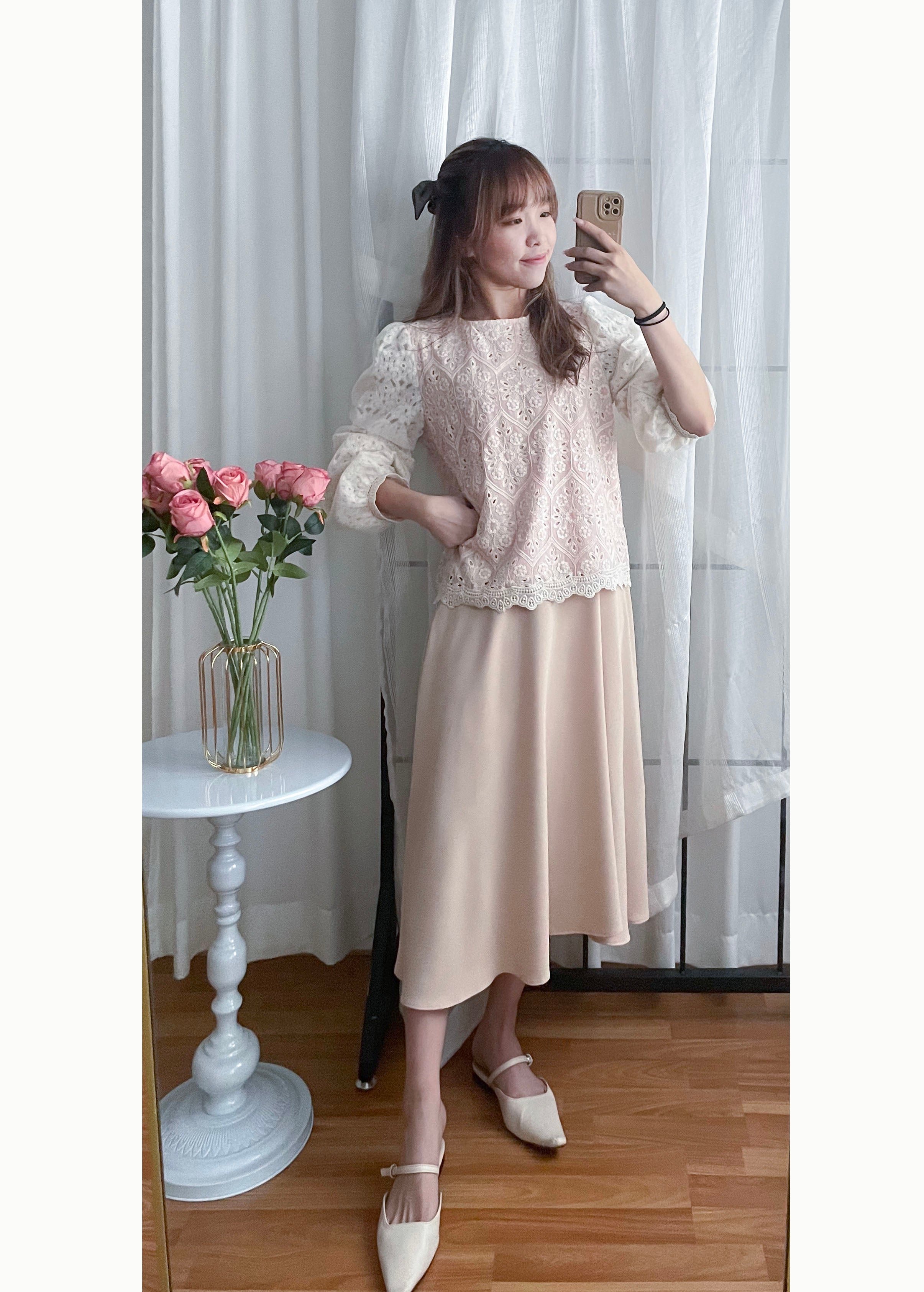 Victoria Lace 維多利亞通花包紗手袖連裡布上衣, BLOUSE/TP8919 (不設訂貨款 lightblue soldout)