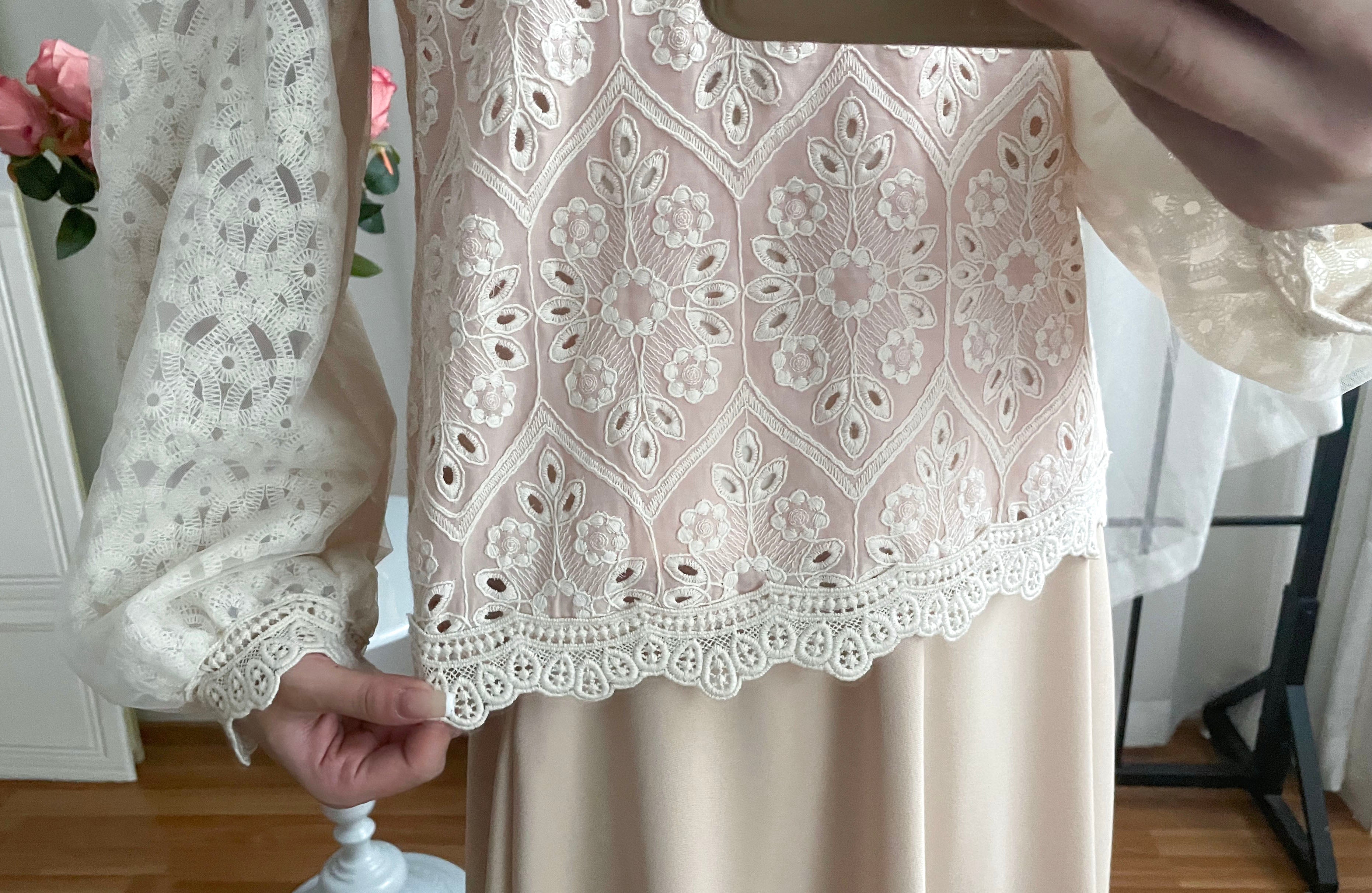 Victoria Lace 維多利亞通花包紗手袖連裡布上衣, BLOUSE/TP8919 (不設訂貨款 lightblue soldout)
