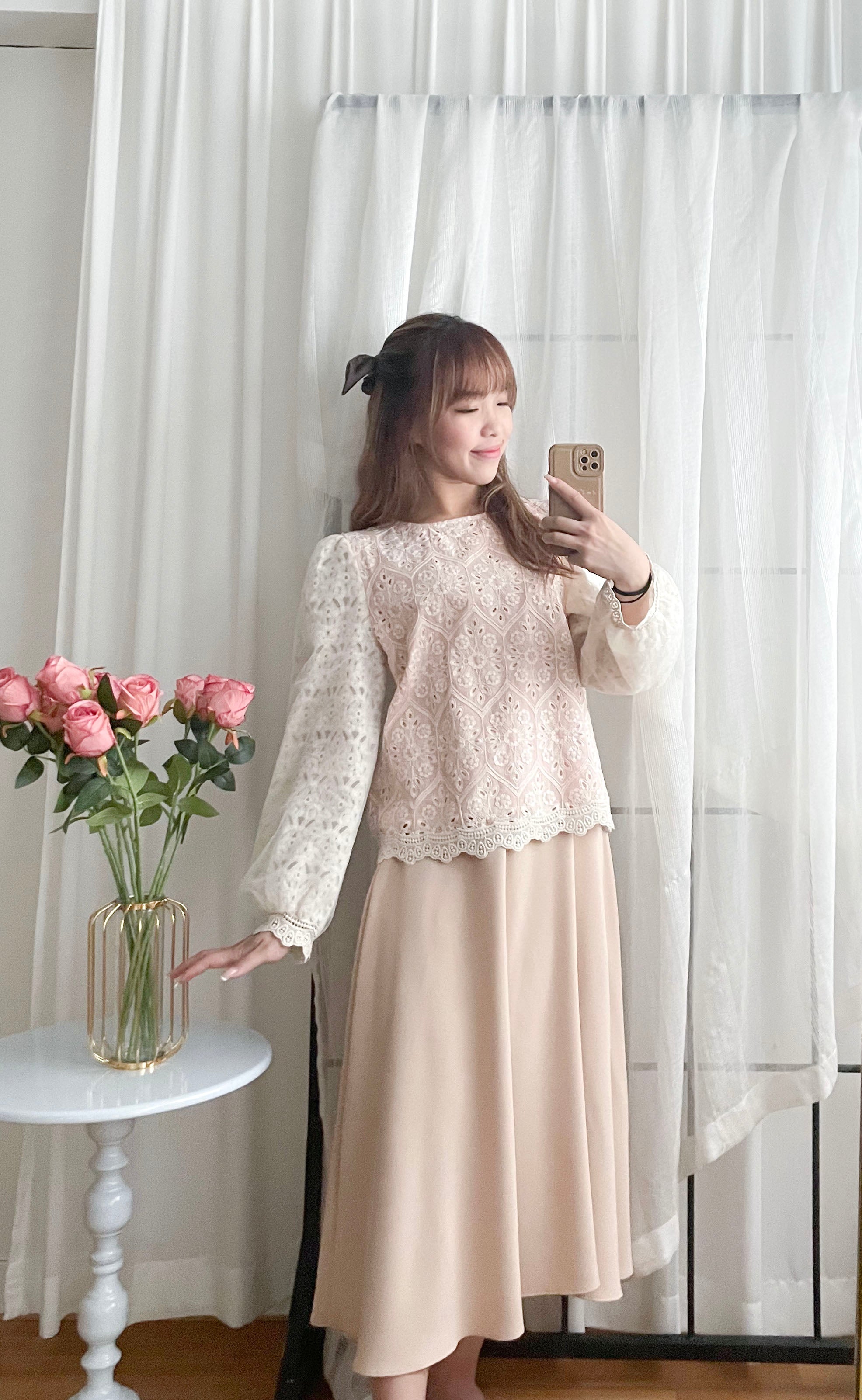 Victoria Lace 維多利亞通花包紗手袖連裡布上衣, BLOUSE/TP8919 (不設訂貨款 lightblue soldout)