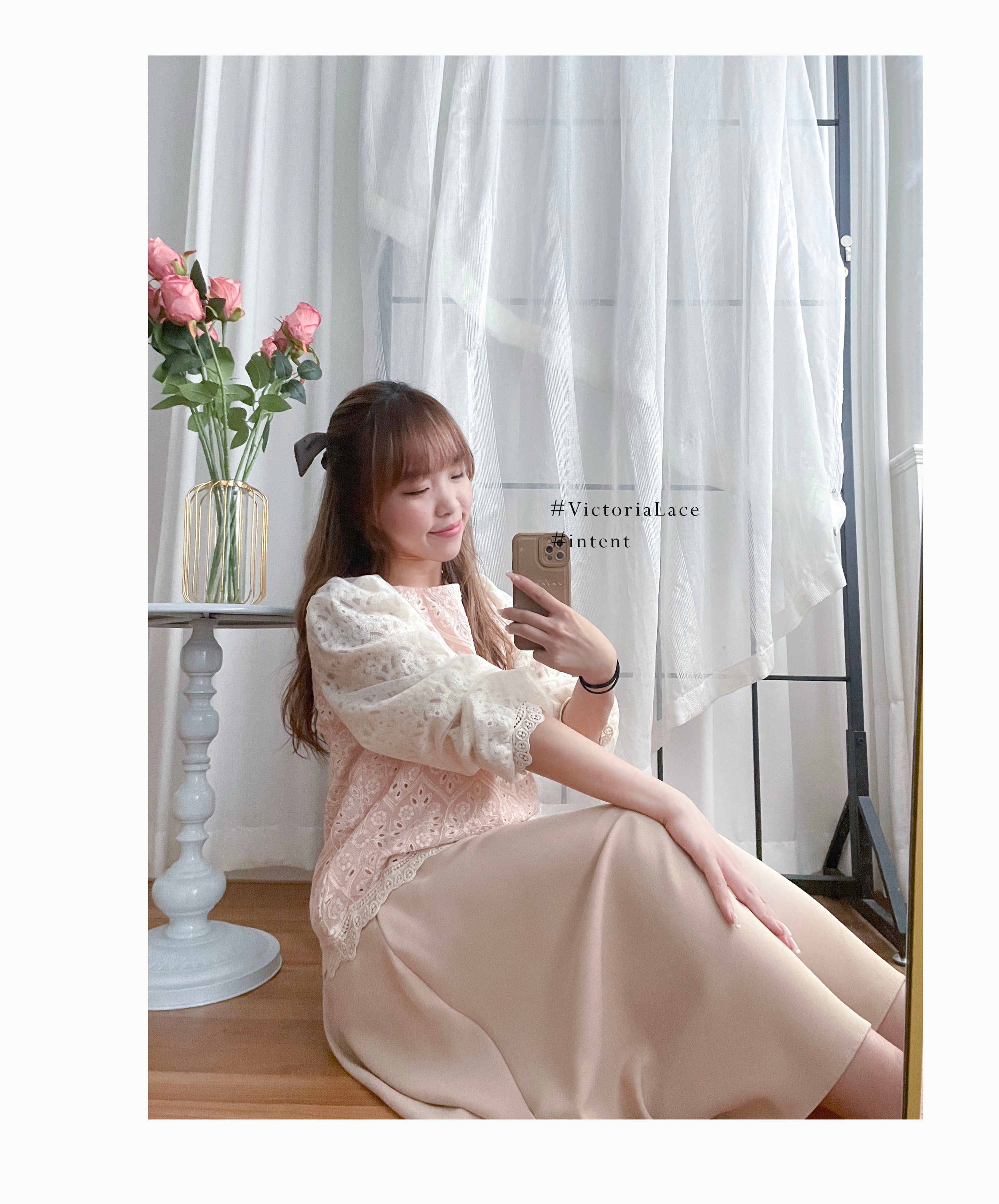 Victoria Lace 維多利亞通花包紗手袖連裡布上衣, BLOUSE/TP8919 (不設訂貨款 lightblue soldout)