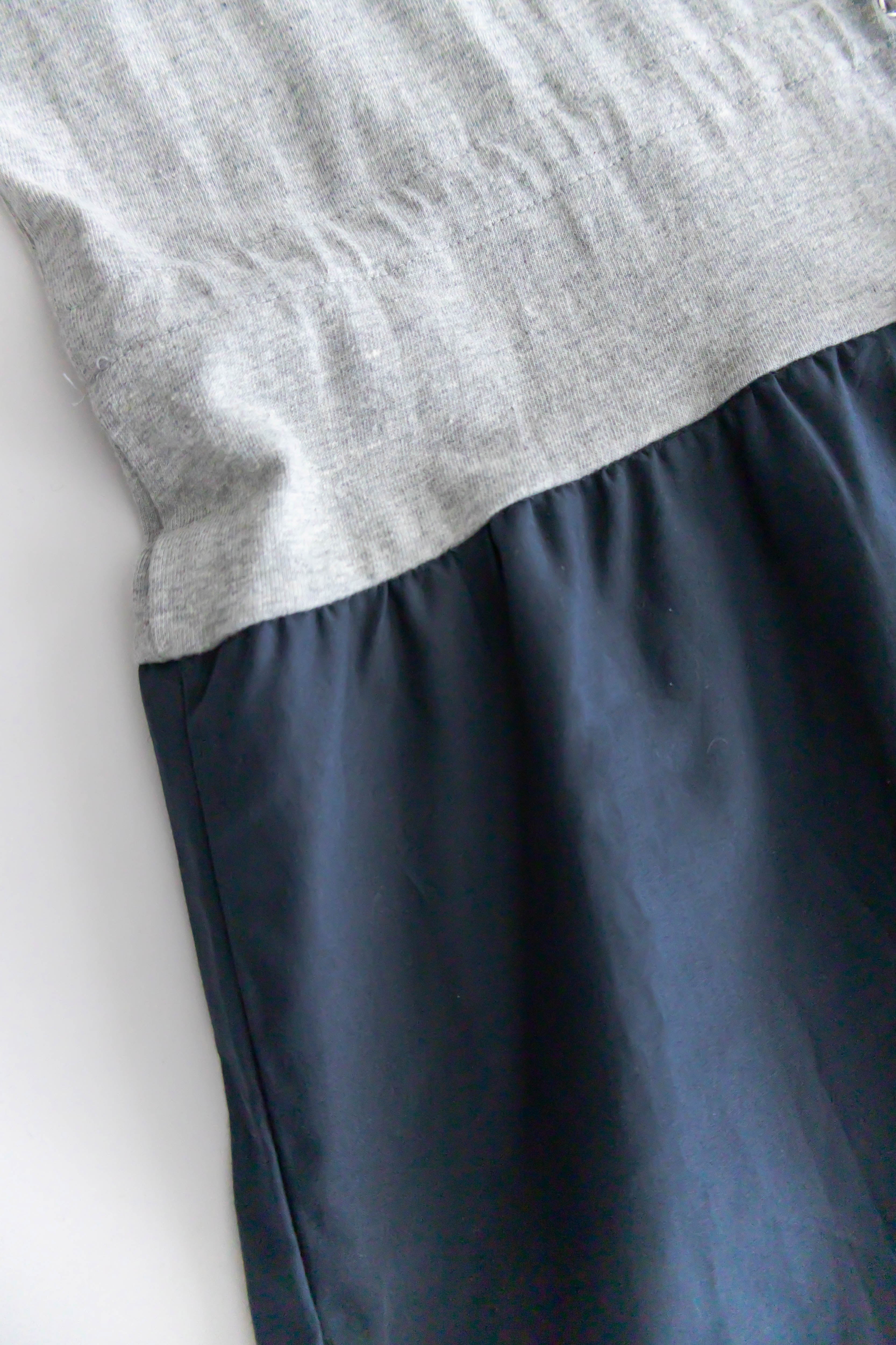 My Stella 隨性拼色灰藍顯瘦橡筋束腰多層裙擺, Dress/ DS9309