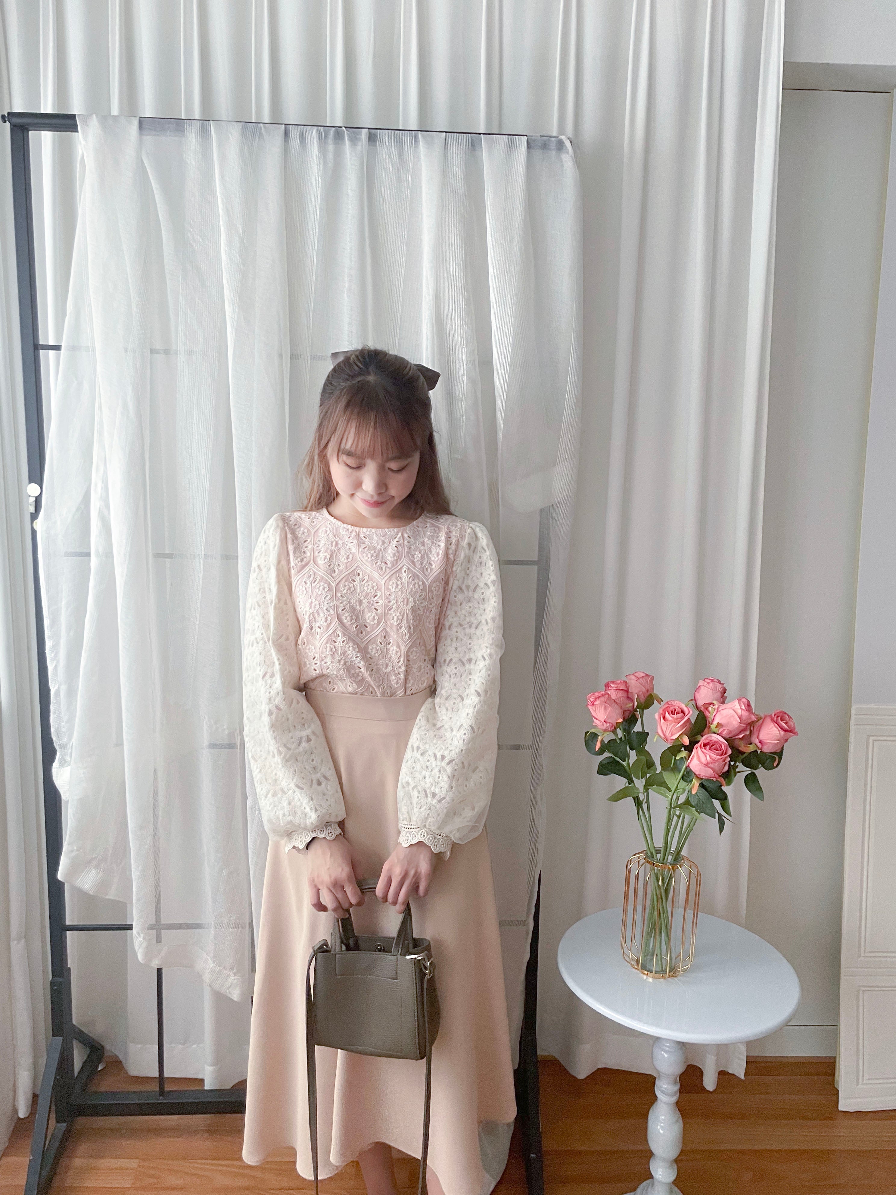 Victoria Lace 維多利亞通花包紗手袖連裡布上衣, BLOUSE/TP8919 (不設訂貨款 lightblue soldout)