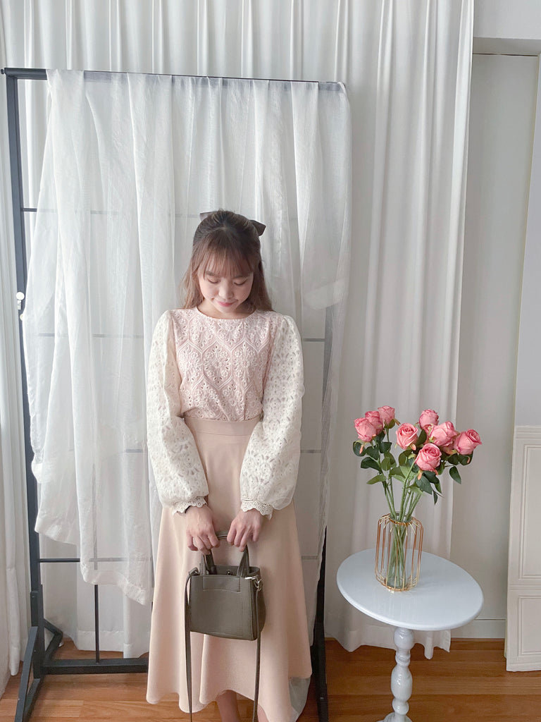 Victoria Lace 維多利亞通花包紗手袖連裡布上衣, BLOUSE/TP8919 (不設訂貨款 lightblue soldout)