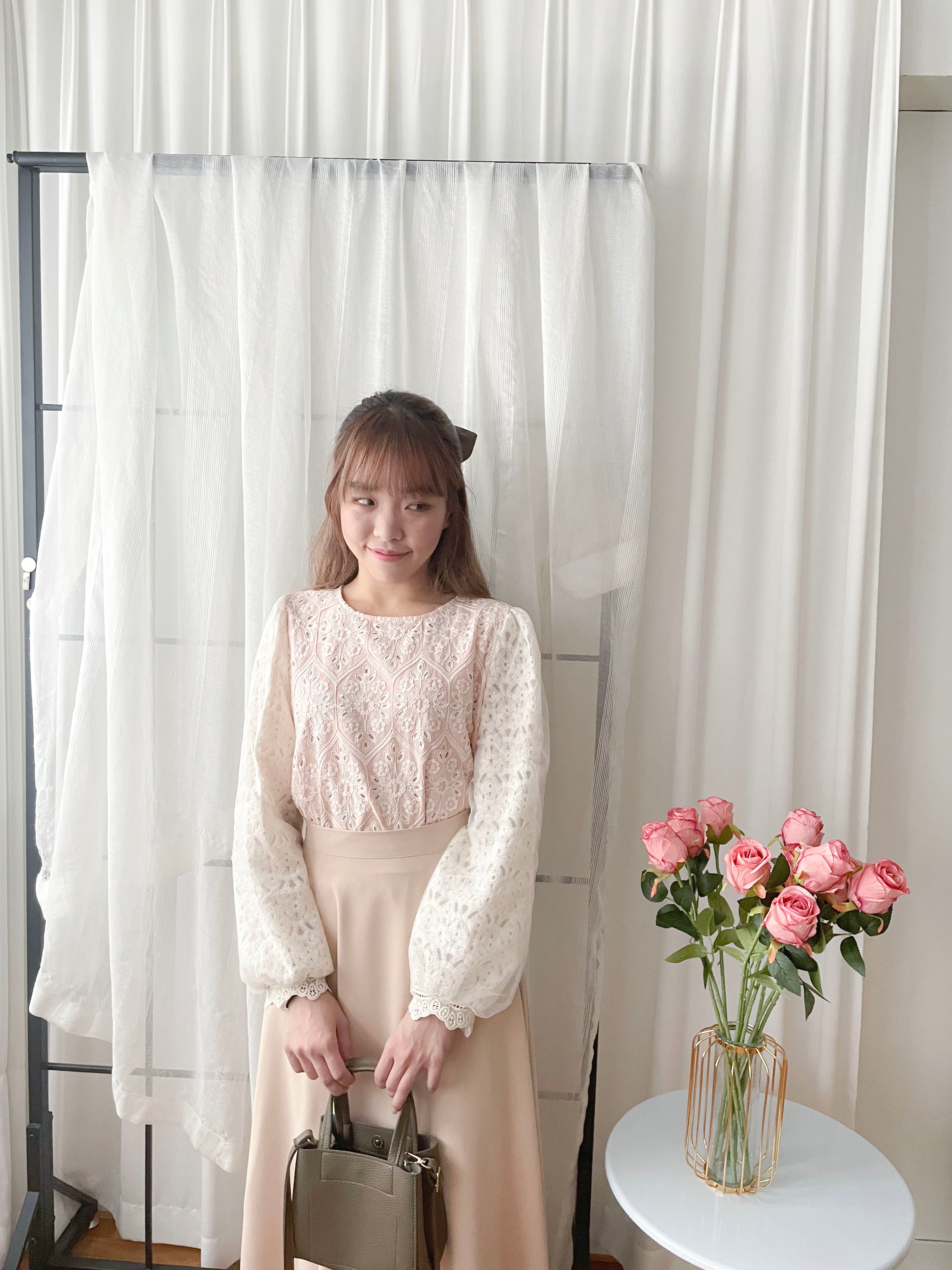 Victoria Lace 維多利亞通花包紗手袖連裡布上衣, BLOUSE/TP8919 (不設訂貨款 lightblue soldout)
