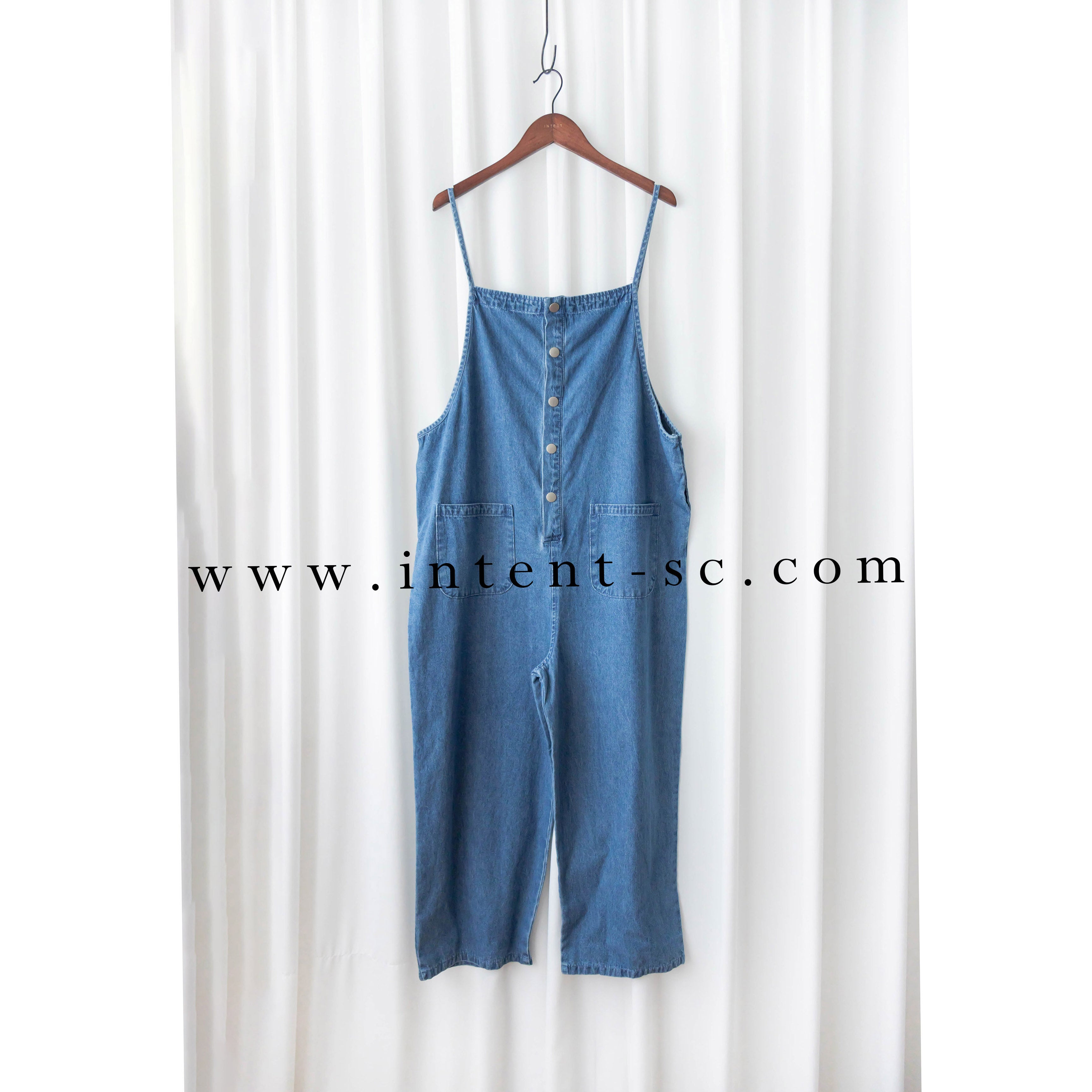 Denim 寬鬆顯瘦拍鈕牛仔吊帶褲, Jumpsuit / PT8394