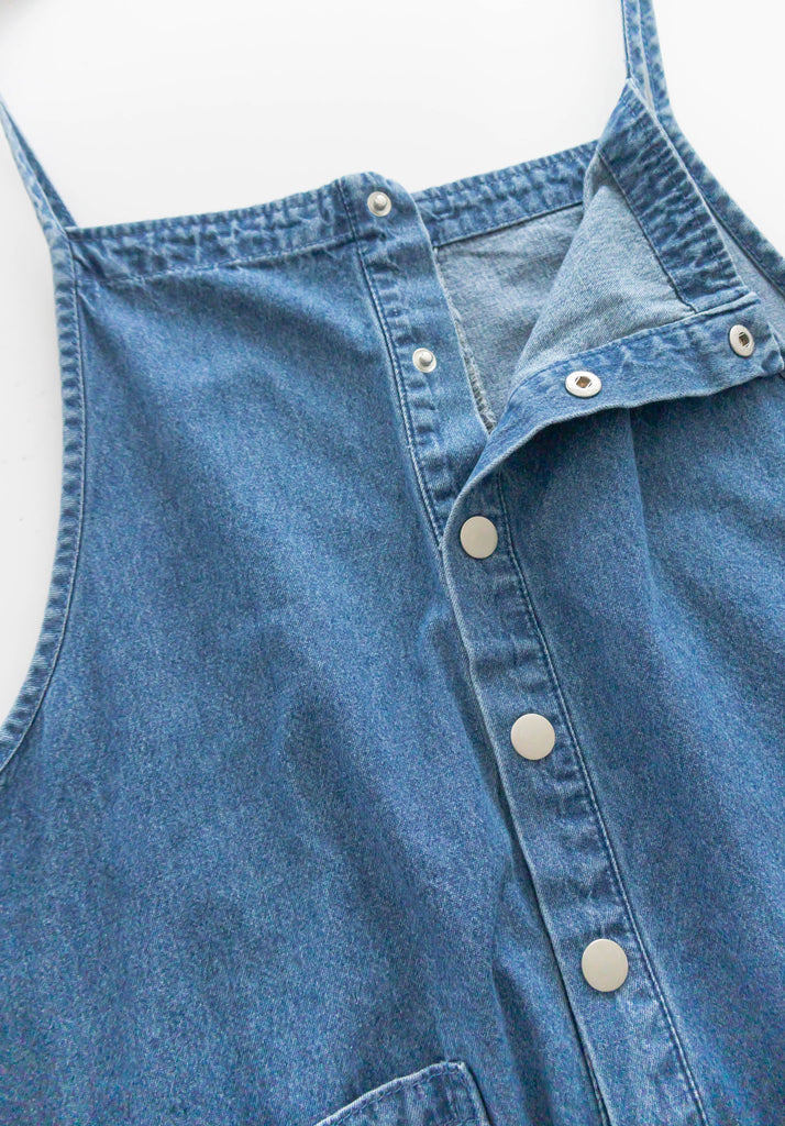 Denim 寬鬆顯瘦拍鈕牛仔吊帶褲, Jumpsuit / PT8394