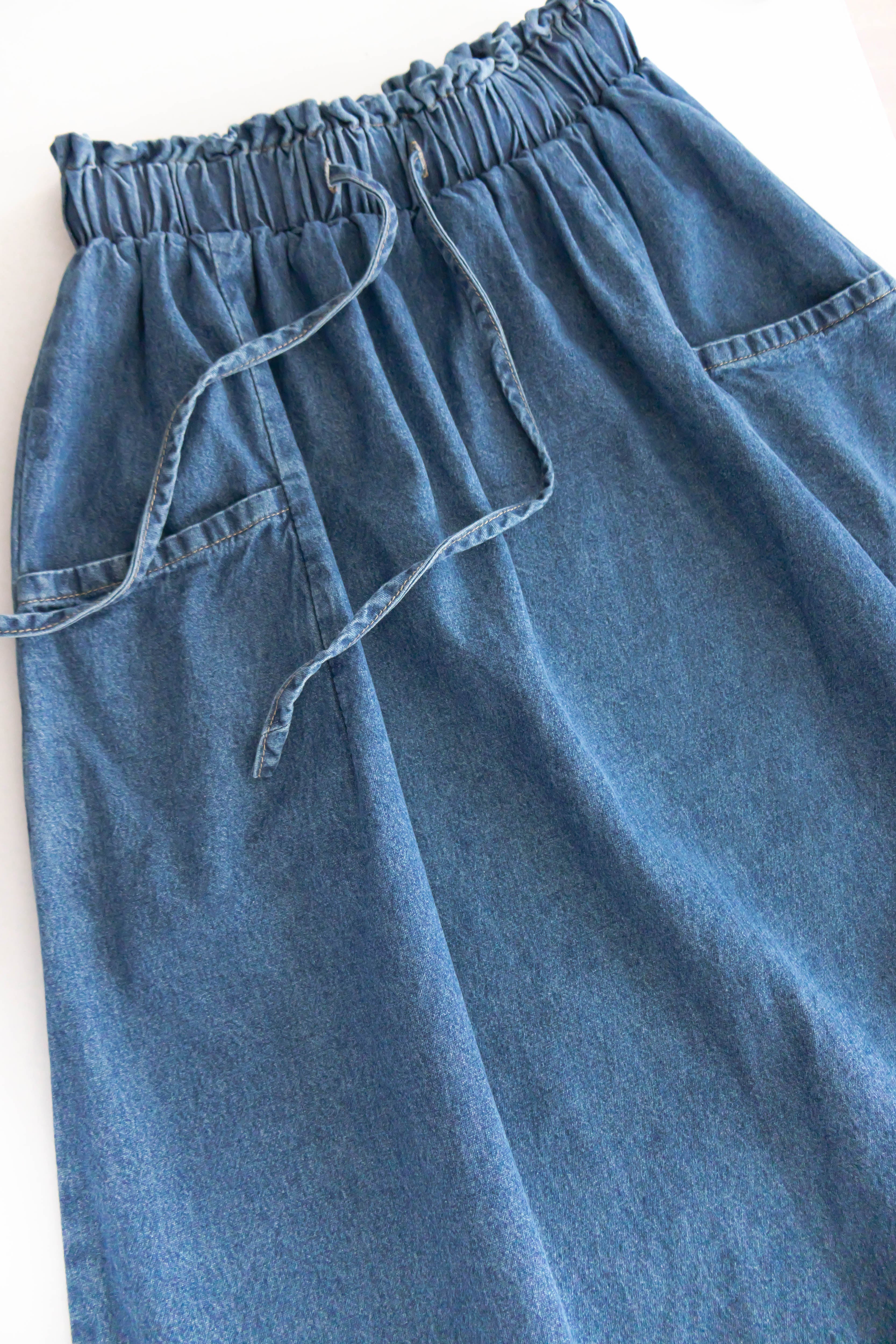 Ruffle Denim 斜口袋花邊橡筋微直牛仔裙, Skirt/ SK8729