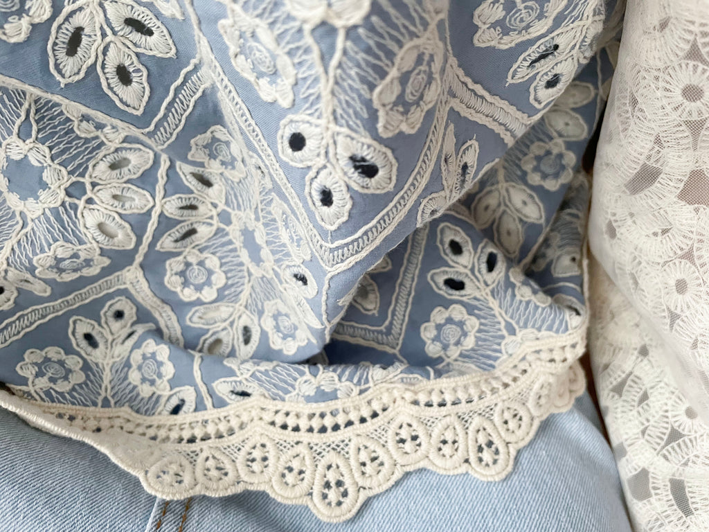 Victoria Lace 維多利亞通花包紗手袖連裡布上衣, BLOUSE/TP8919 (不設訂貨款 lightblue soldout)