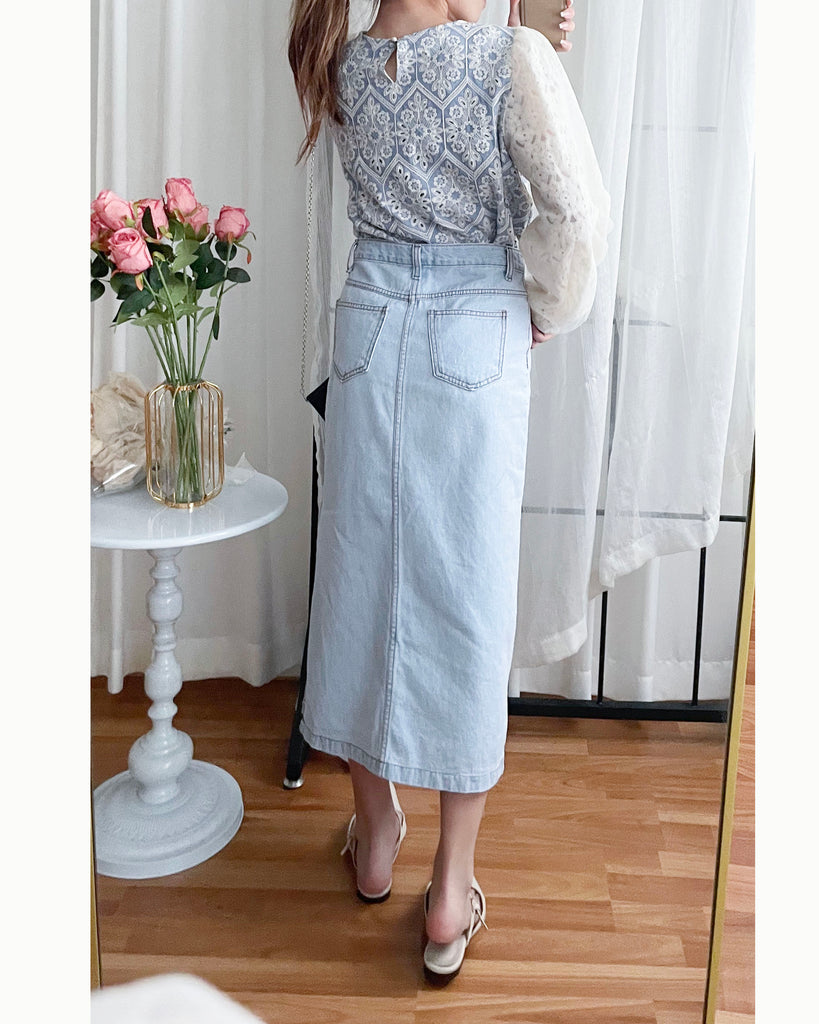 Victoria Lace 維多利亞通花包紗手袖連裡布上衣, BLOUSE/TP8919 (不設訂貨款 lightblue soldout)