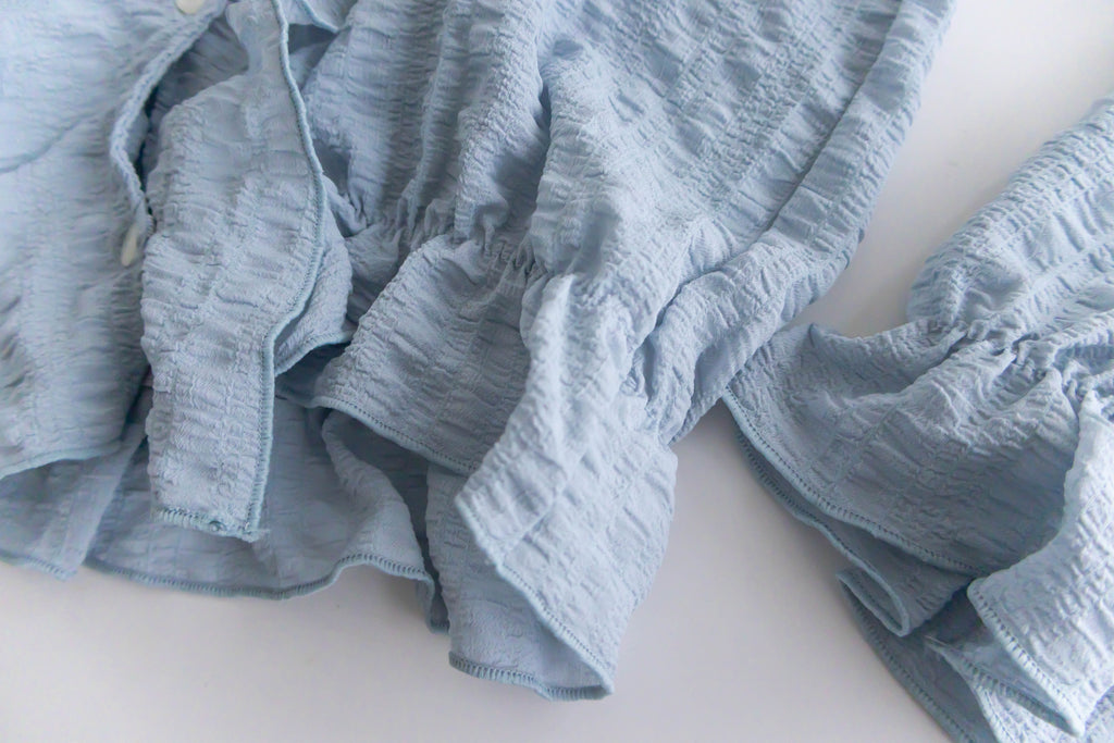 Ruffle Lady 荷葉邊仙氣短帶露肩上衣 ,Blouse/ BU8962 (lightblue sold out)
