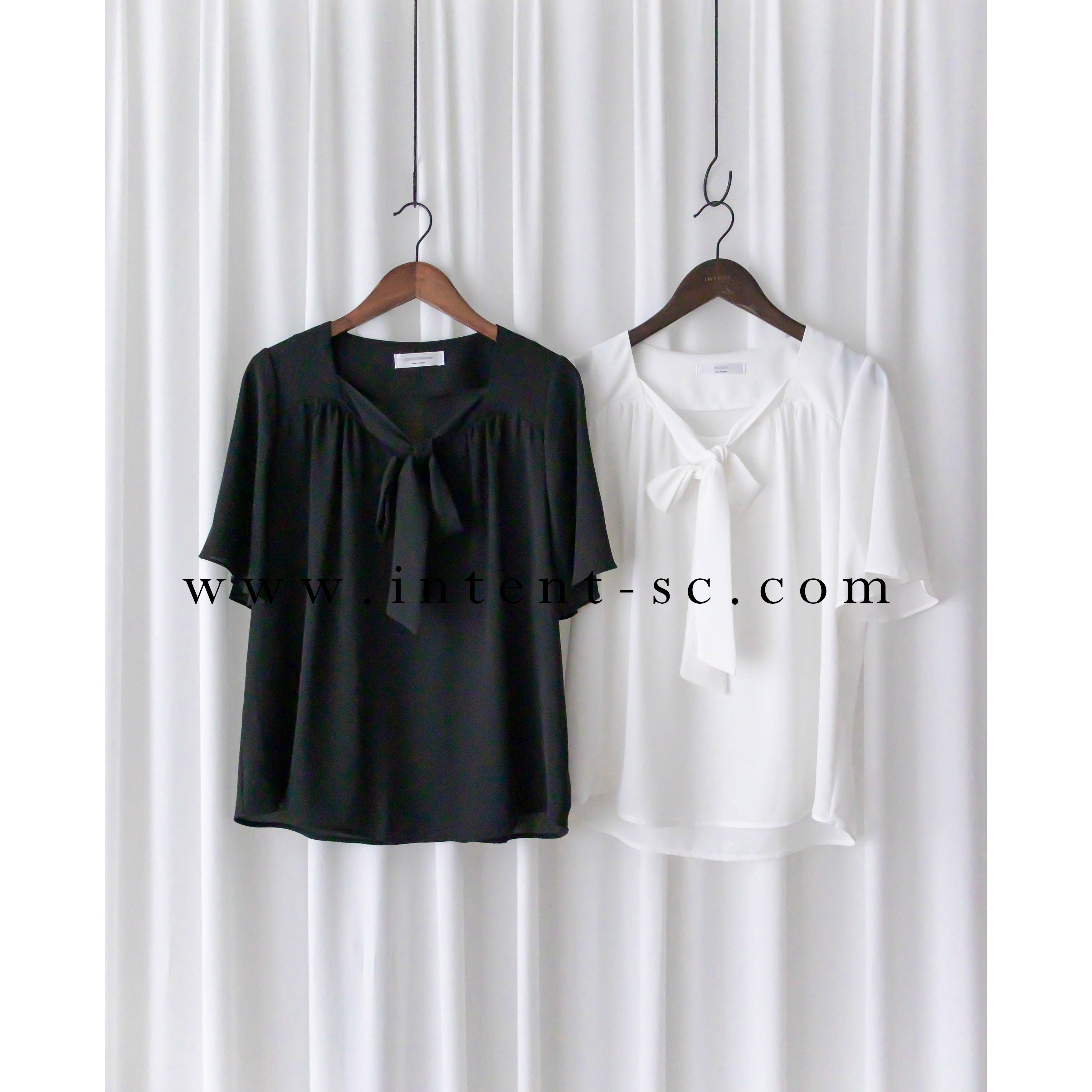Square Ribbon 雪紡方領絲帶傘袖, Blouse/ BU8964