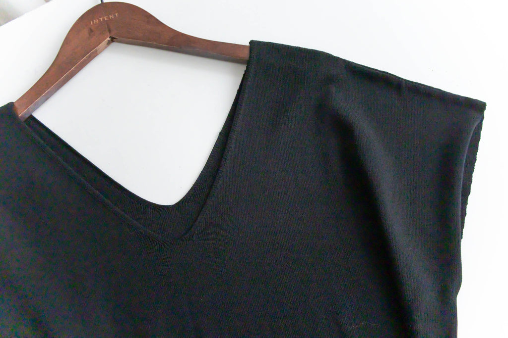 (售完即止款) Knit V領線料彈性氣質修腰溫柔連身裙, Dress/ DS9322 (Steelblue sold out)