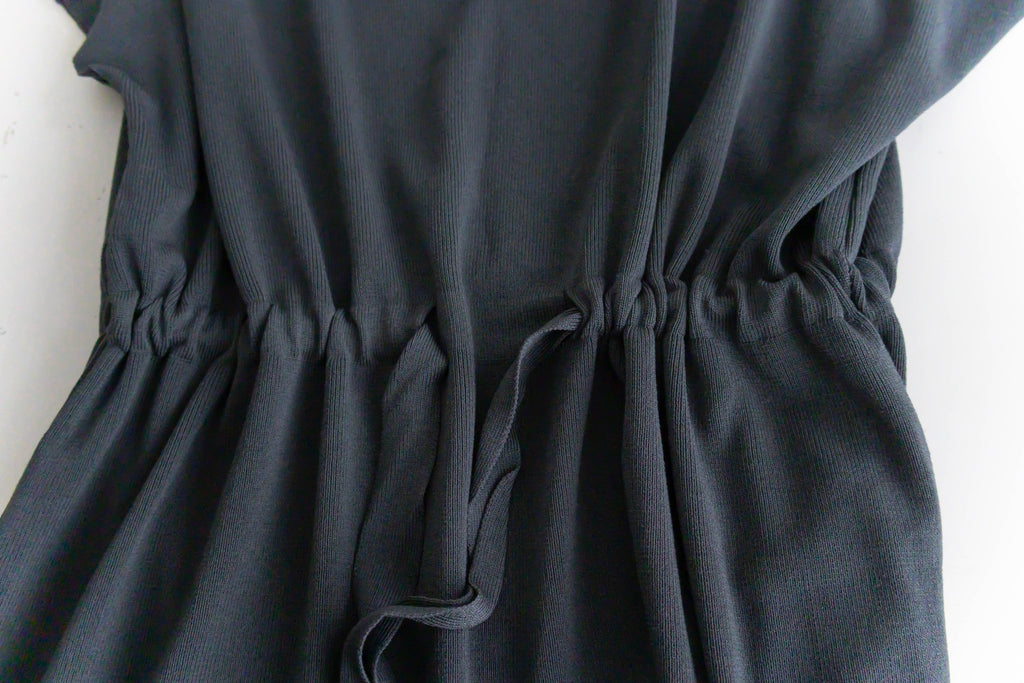 (售完即止款) Knit V領線料彈性氣質修腰溫柔連身裙, Dress/ DS9322 (Steelblue sold out)