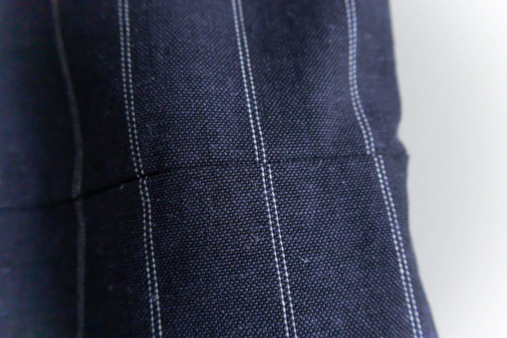 Navy Stripe 隨性防皺麻棉條紋高腰線裙擺車褶, Dress/ DS9312