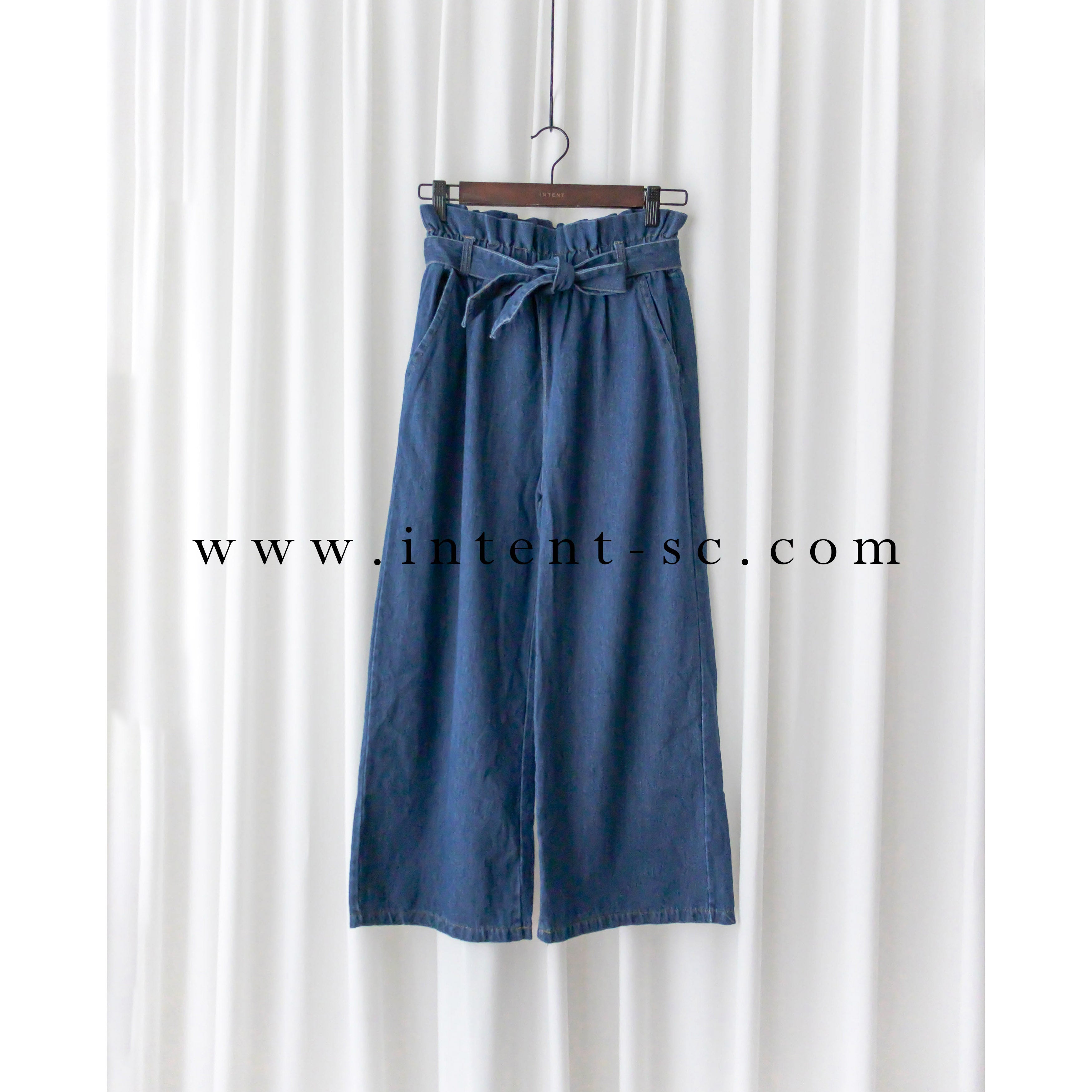 Pleated Waist 百褶橡筋高腰連腰帶直腳牛仔褲, Jeans/ PT8396