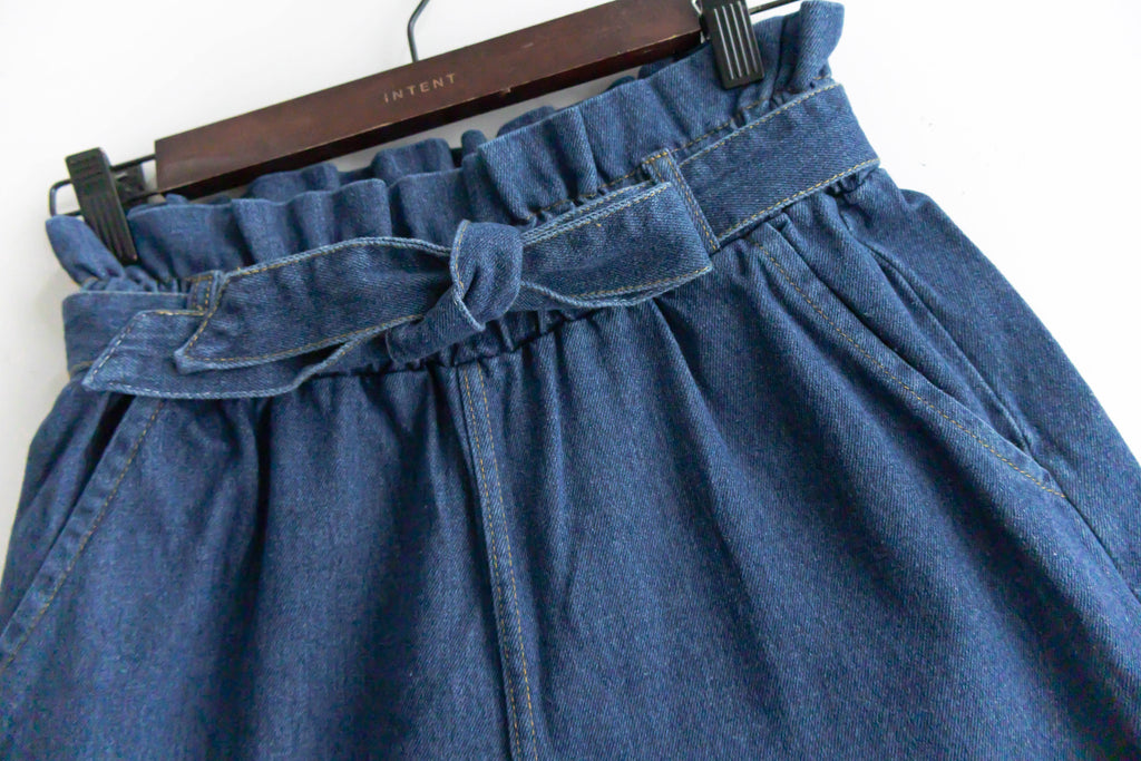 Pleated Waist 百褶橡筋高腰連腰帶直腳牛仔褲, Jeans/ PT8396