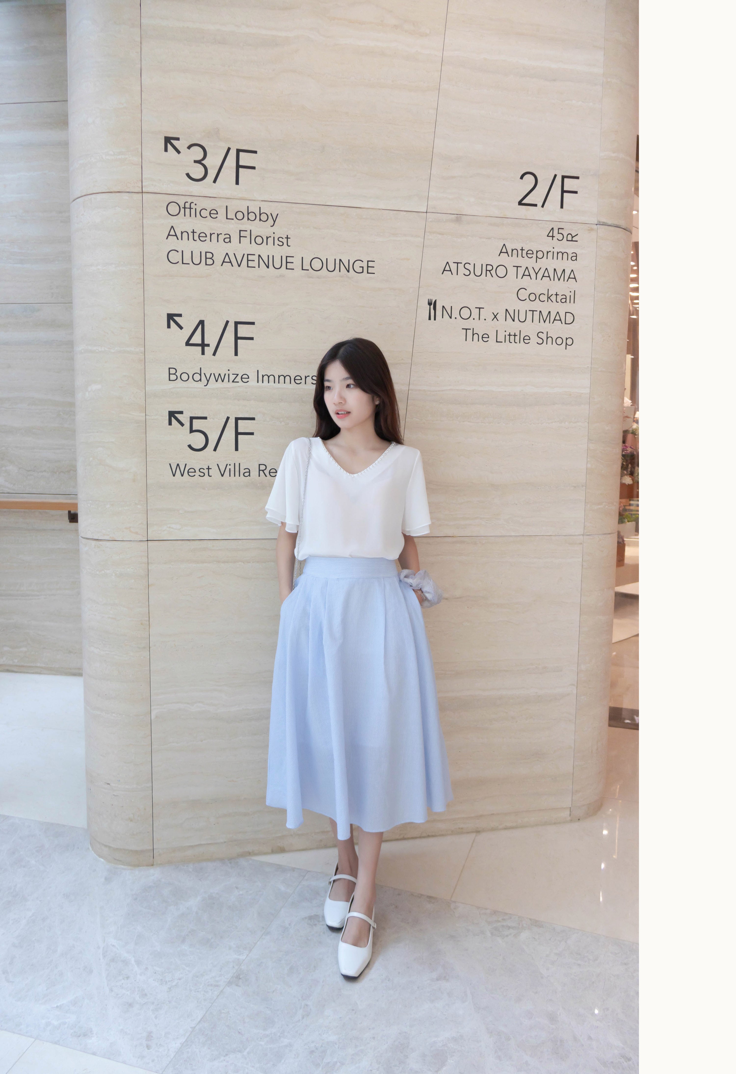 Pocket Stripe 口袋暗直紋後橡筋輕盈半身裙, Skirt/ SK8720