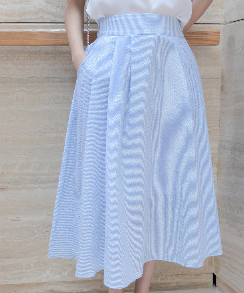 Pocket Stripe 口袋暗直紋後橡筋輕盈半身裙, Skirt/ SK8720