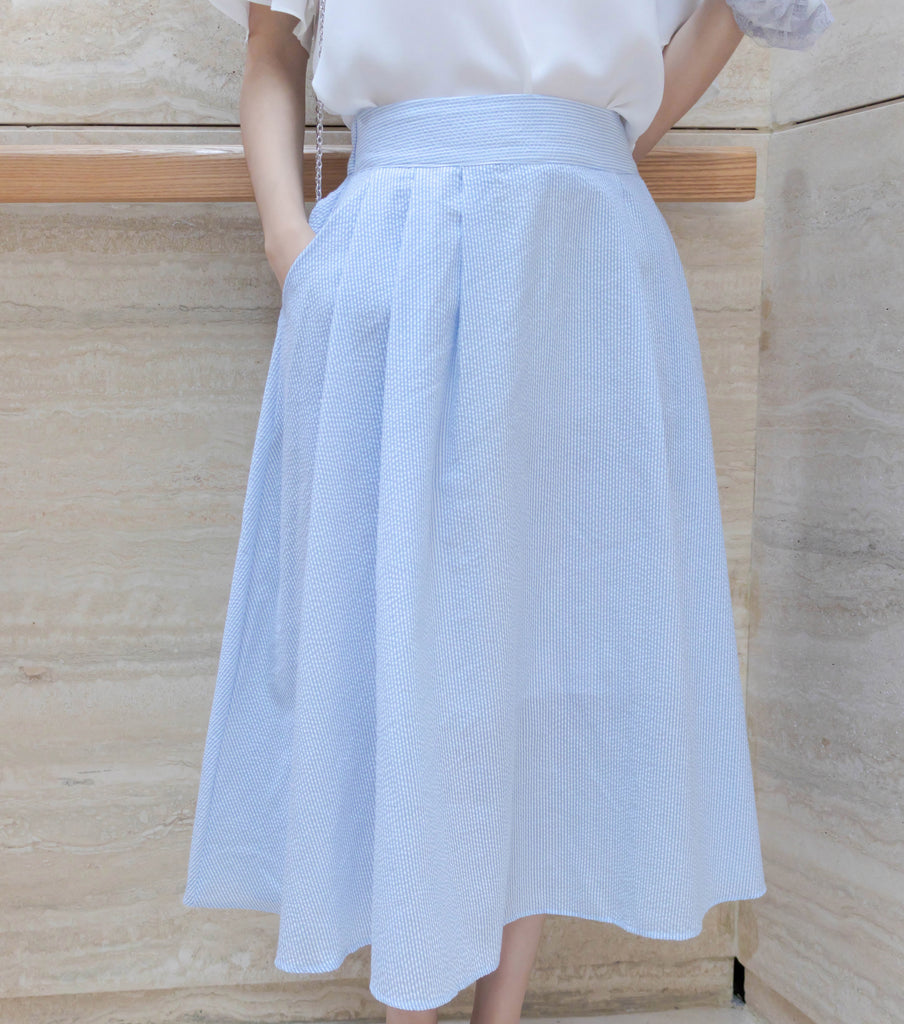 Pocket Stripe 口袋暗直紋後橡筋輕盈半身裙, Skirt/ SK8720
