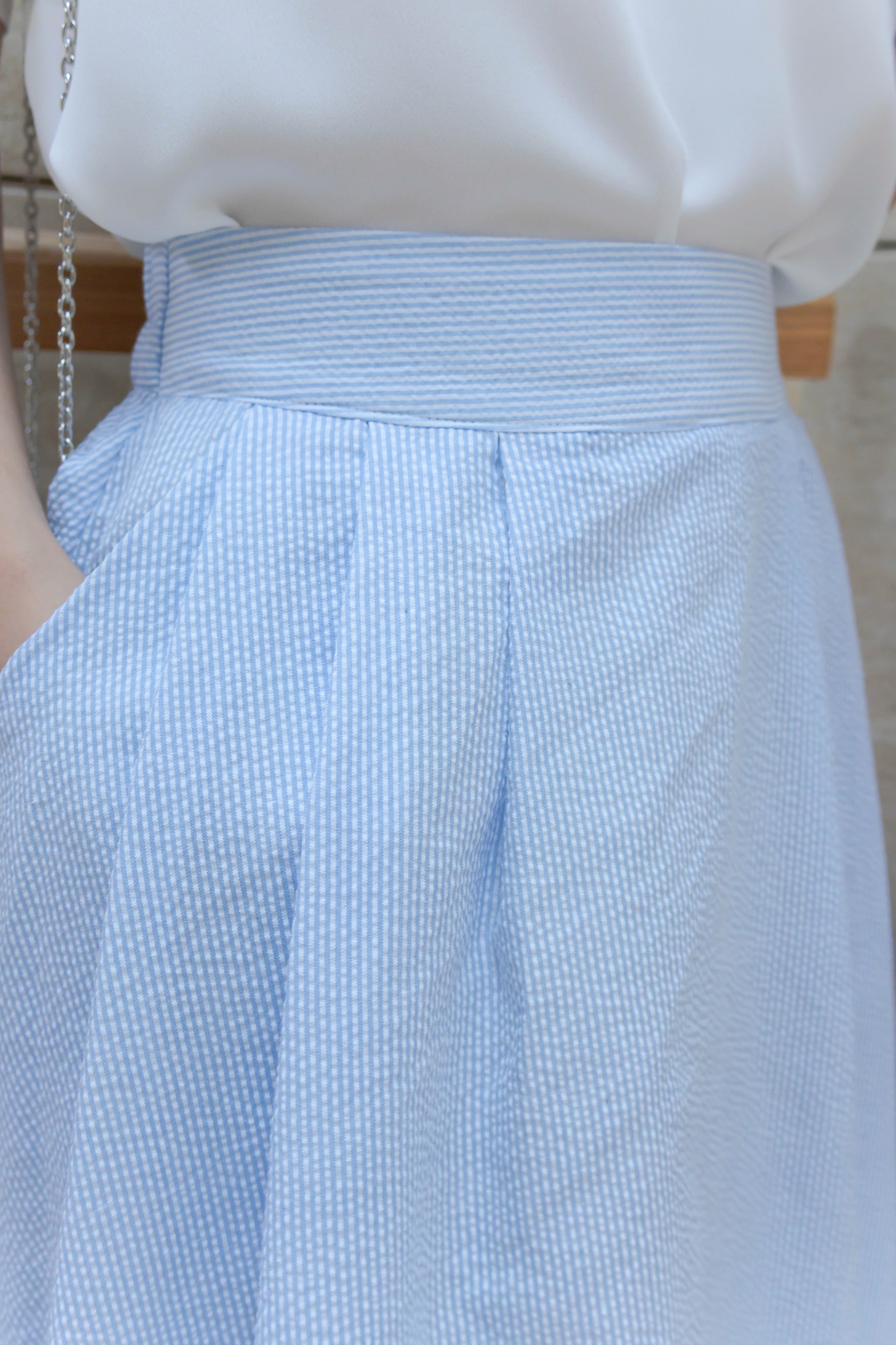Pocket Stripe 口袋暗直紋後橡筋輕盈半身裙, Skirt/ SK8720
