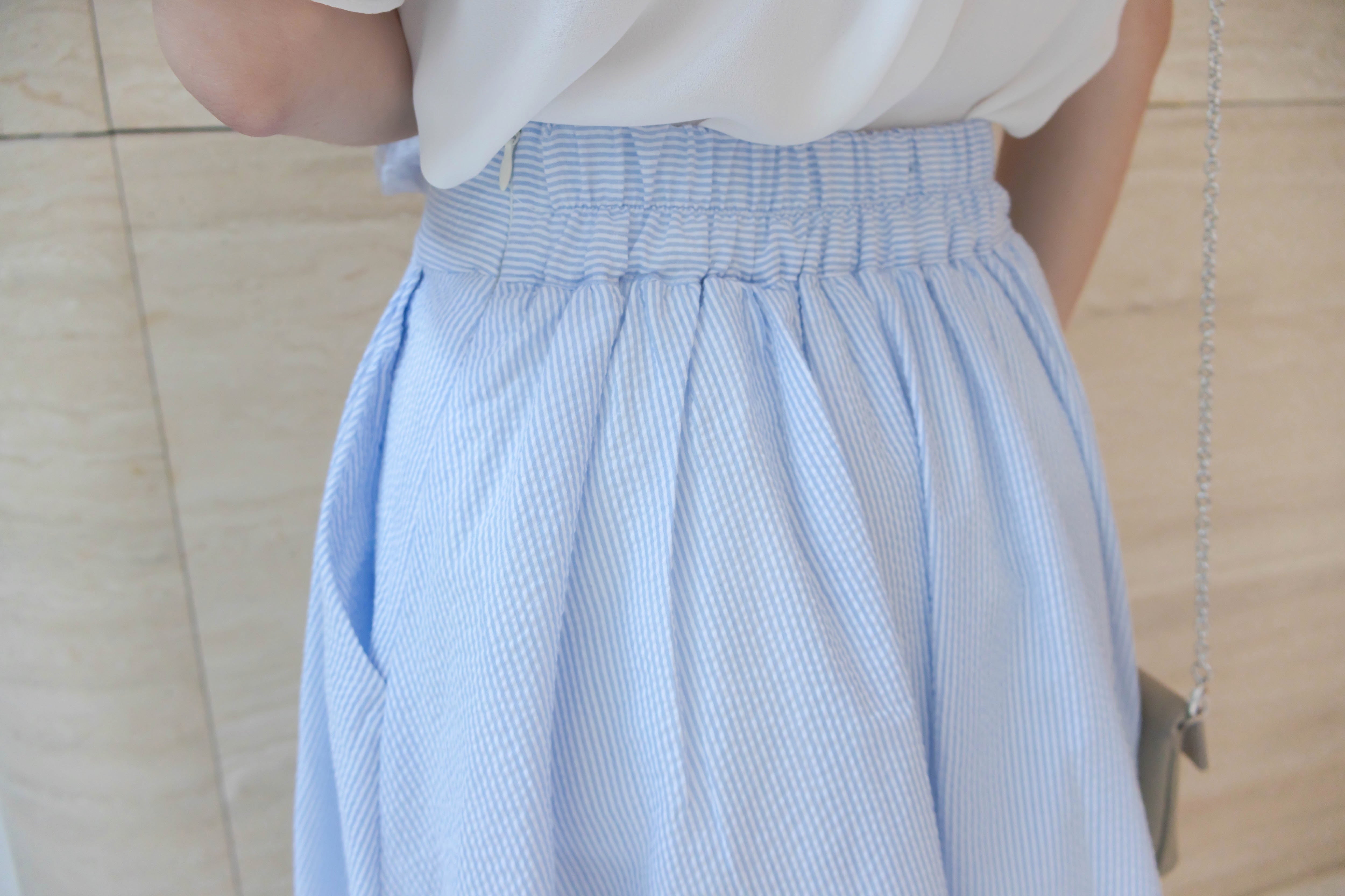 Pocket Stripe 口袋暗直紋後橡筋輕盈半身裙, Skirt/ SK8720