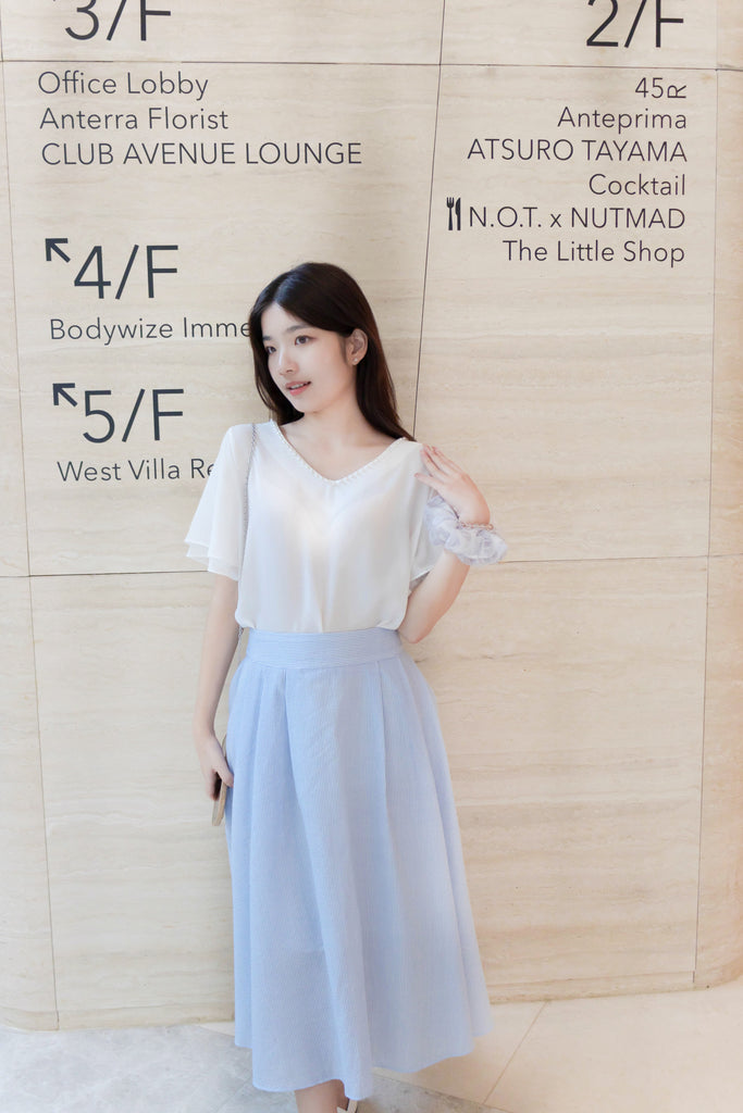 Pocket Stripe 口袋暗直紋後橡筋輕盈半身裙, Skirt/ SK8720