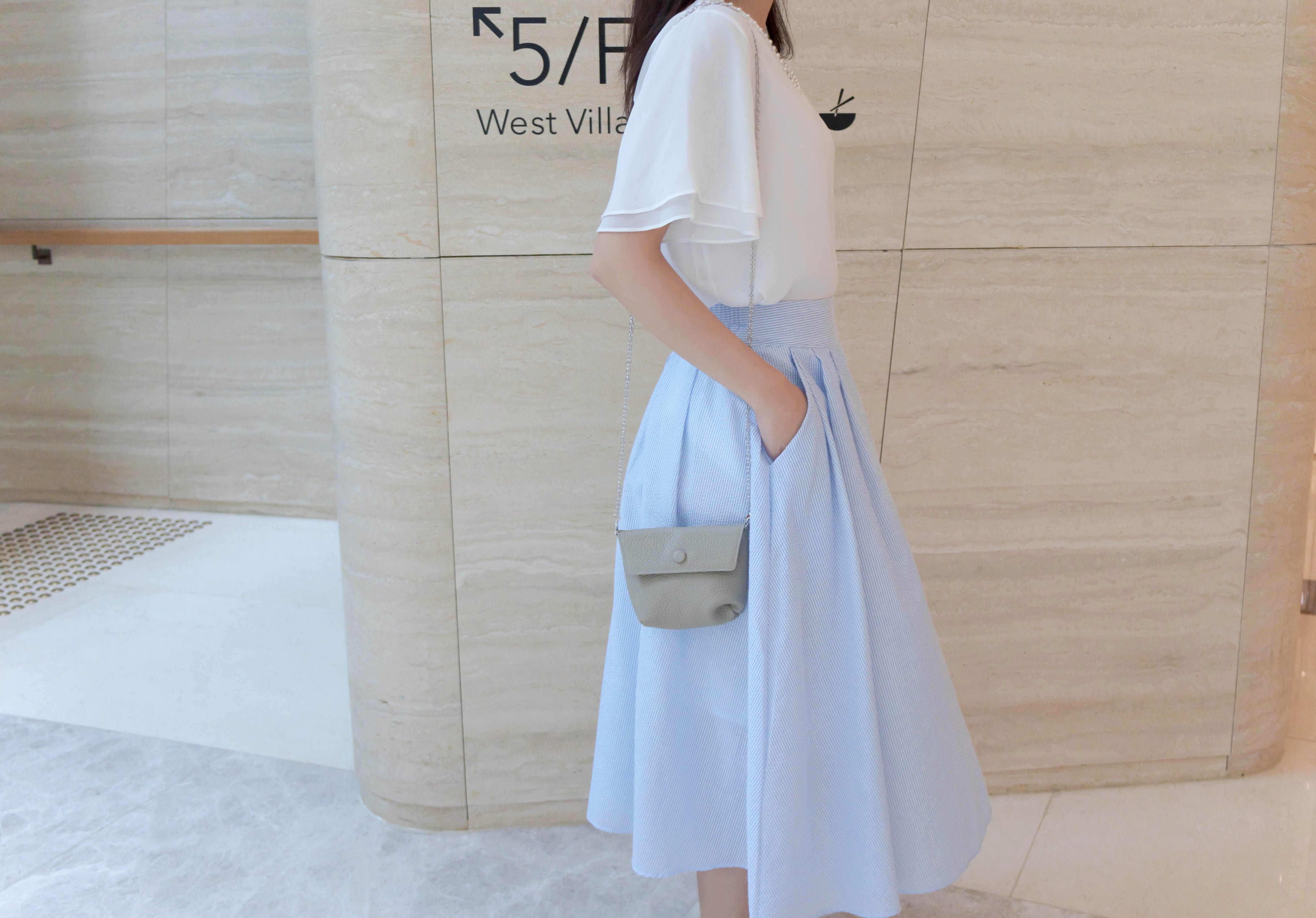Pocket Stripe 口袋暗直紋後橡筋輕盈半身裙, Skirt/ SK8720