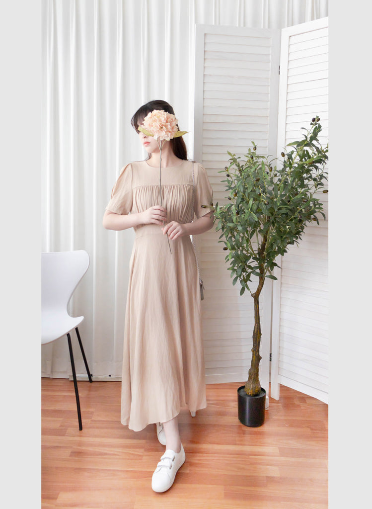 Romantic Elegance 皺褶衣身顯瘦腰封搖曳裙擺連身裙, Dress/ DS9293 (pink sold ould)
