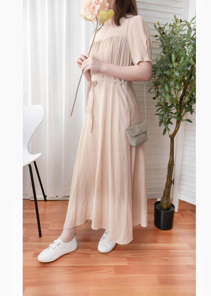 Romantic Elegance 皺褶衣身顯瘦腰封搖曳裙擺連身裙, Dress/ DS9293 (pink sold ould)