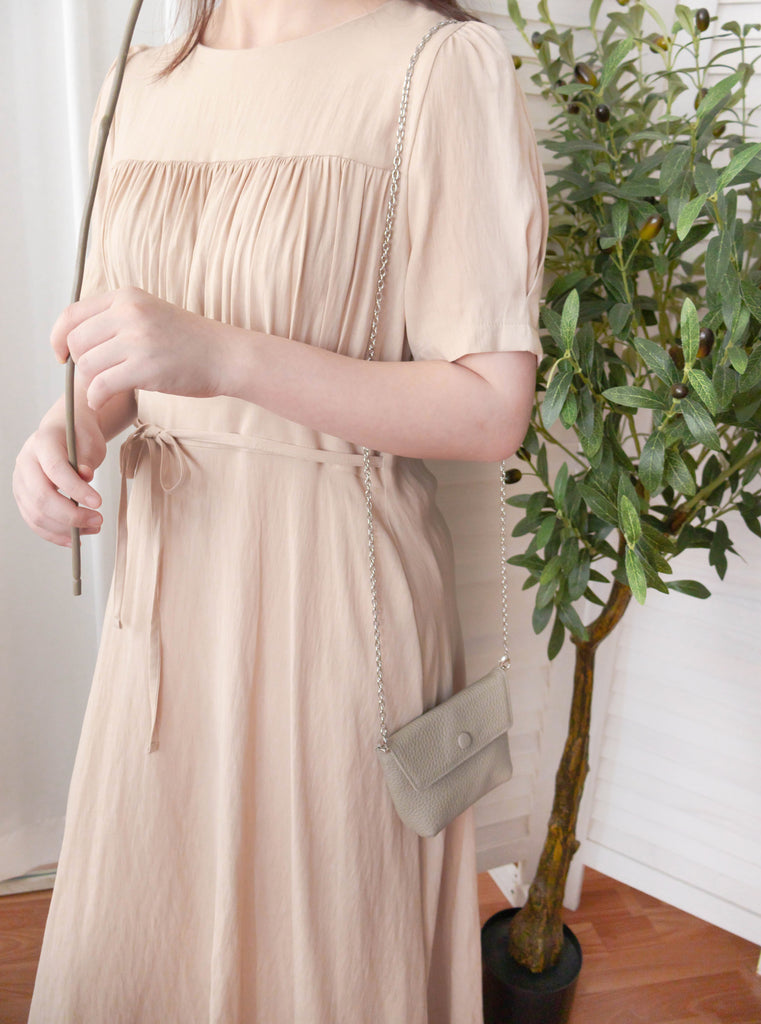 Romantic Elegance 皺褶衣身顯瘦腰封搖曳裙擺連身裙, Dress/ DS9293 (pink sold ould)