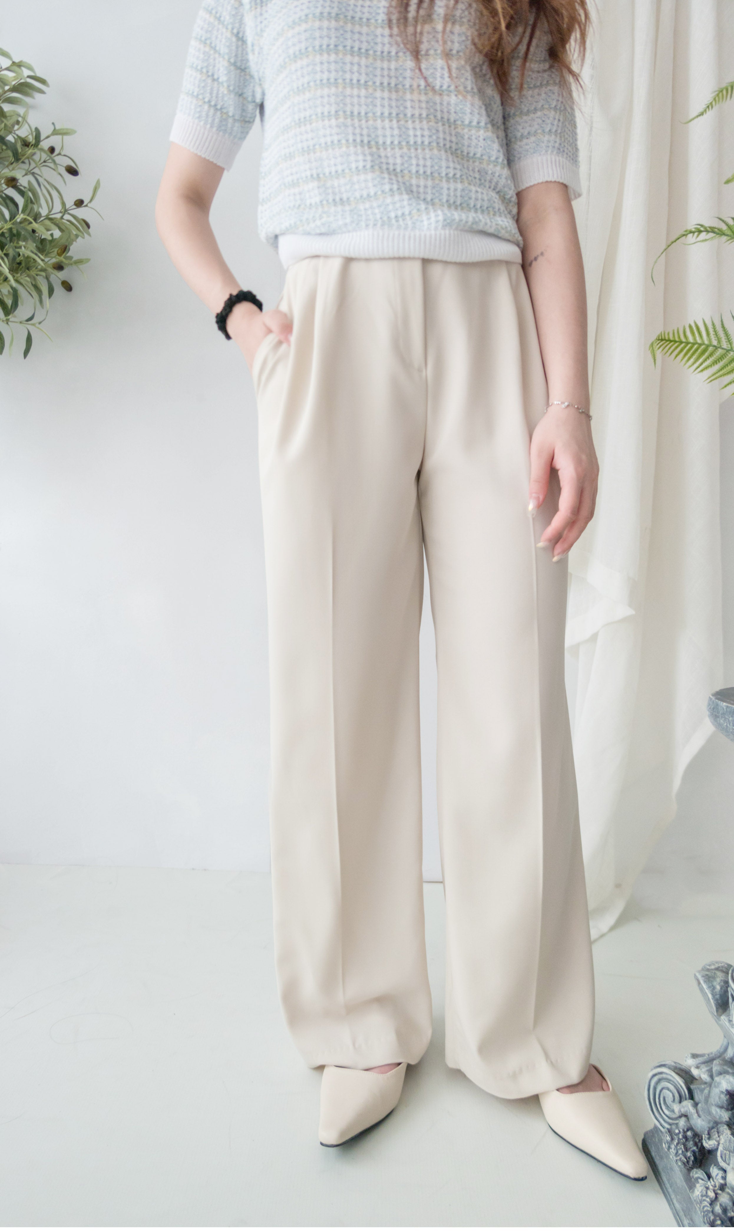 Chiffon Wide 寬鬆闊腳透氣顯腳長長西褲, Pants/ PT8382 (olive sold out)