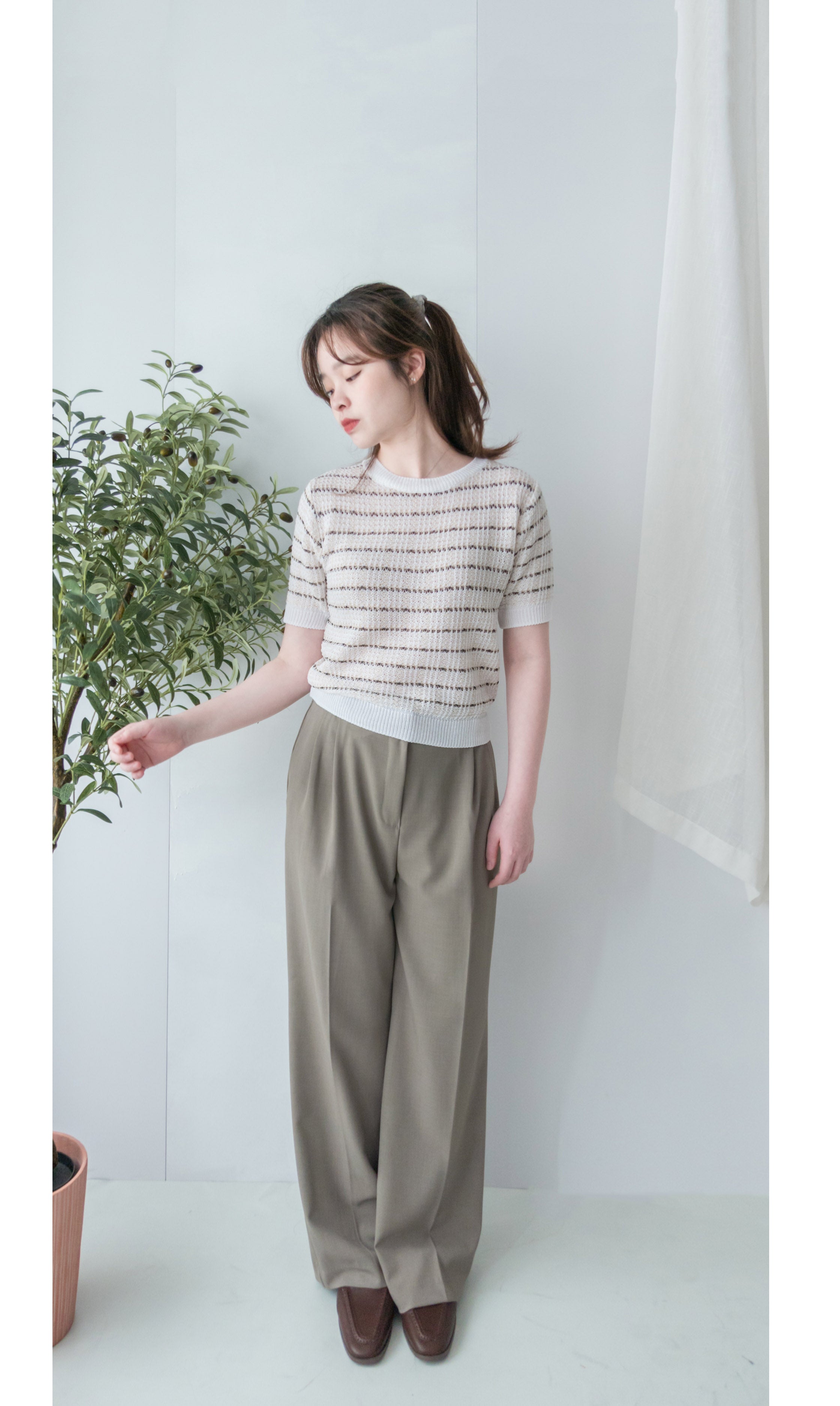 Chiffon Wide 寬鬆闊腳透氣顯腳長長西褲, Pants/ PT8382 (olive sold out)