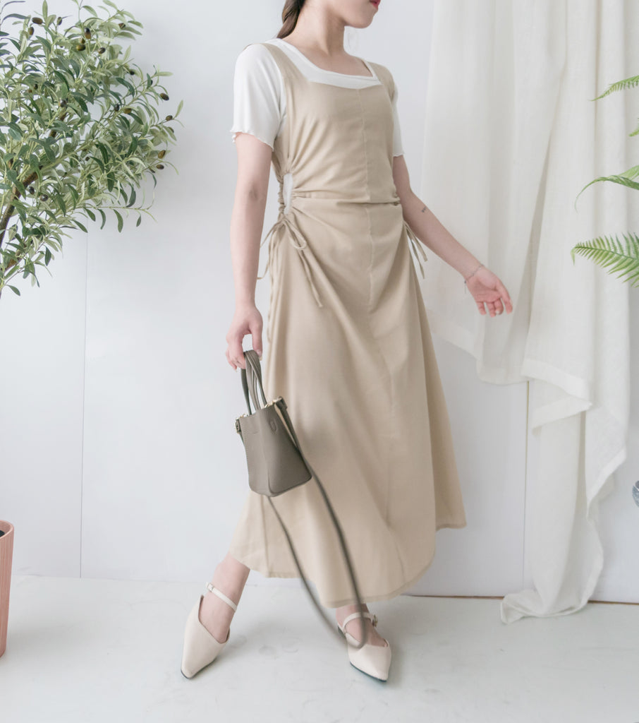 Side Knot 左右鏤空束帶修腰背心裙, Dress/ DS9230