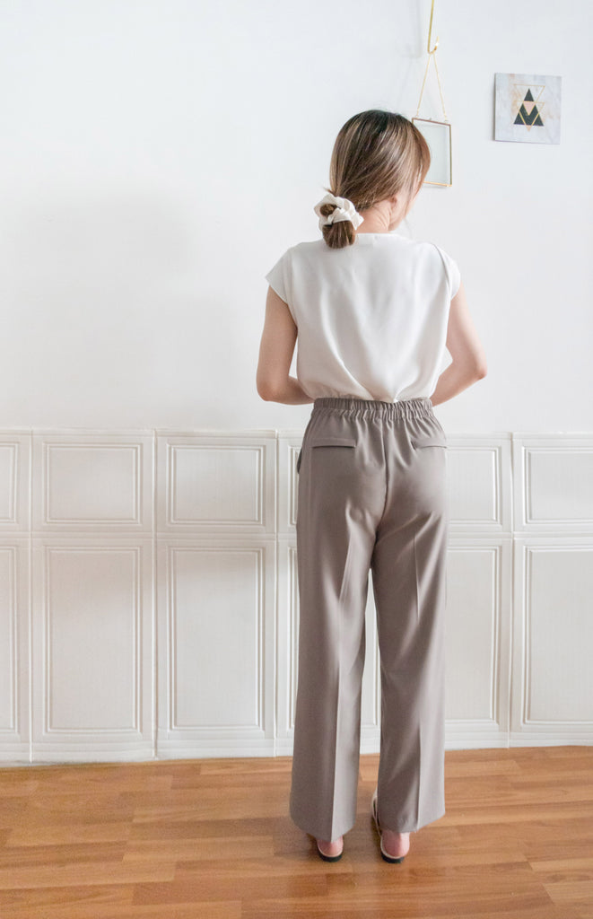 Buttons 三色鈕扣口袋顯瘦闊腳西褲, Pants/ PT8384 (beige/Milktea sold out)